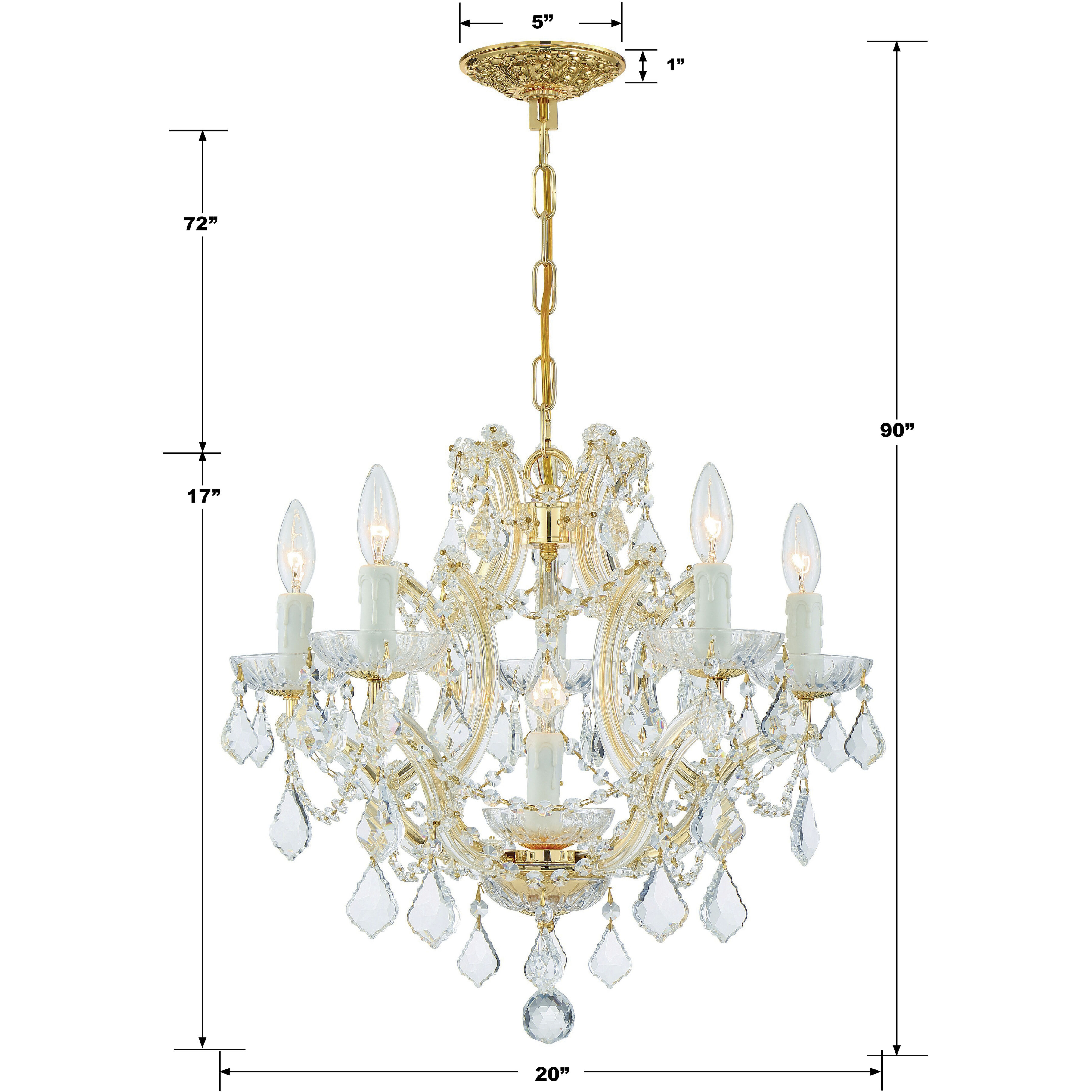 Maria Theresa 6 Light 20 inch Gold Chandelier Ceiling Light in Clear Italian
