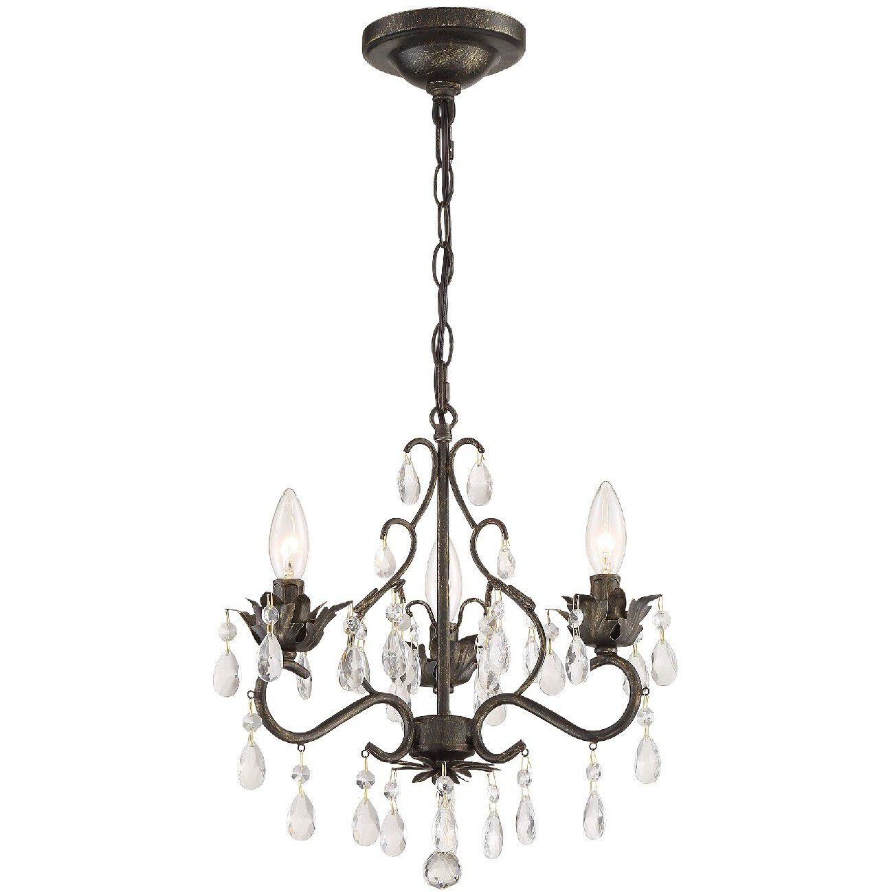 Paris Market 3 Light 13 inch English Bronze Mini Chandelier Ceiling Light in Clear Hand Cut