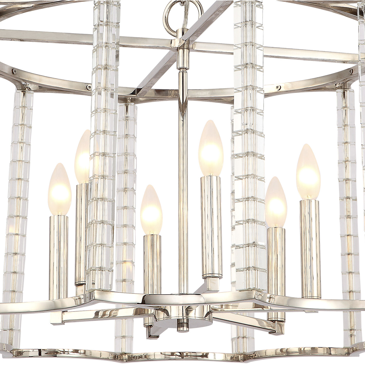 Carson 6 Light 28 inch Polished Nickel Lantern Chandelier Ceiling Light