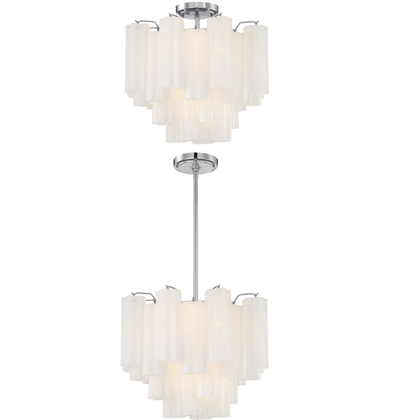 Addis 4 Light 17.75 inch Polished Chrome Semi Flush Ceiling Light in White