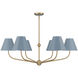 Xavier 6 Light 40 inch Vibrant Gold Chandelier Ceiling Light in Vibrant Gold and Blue