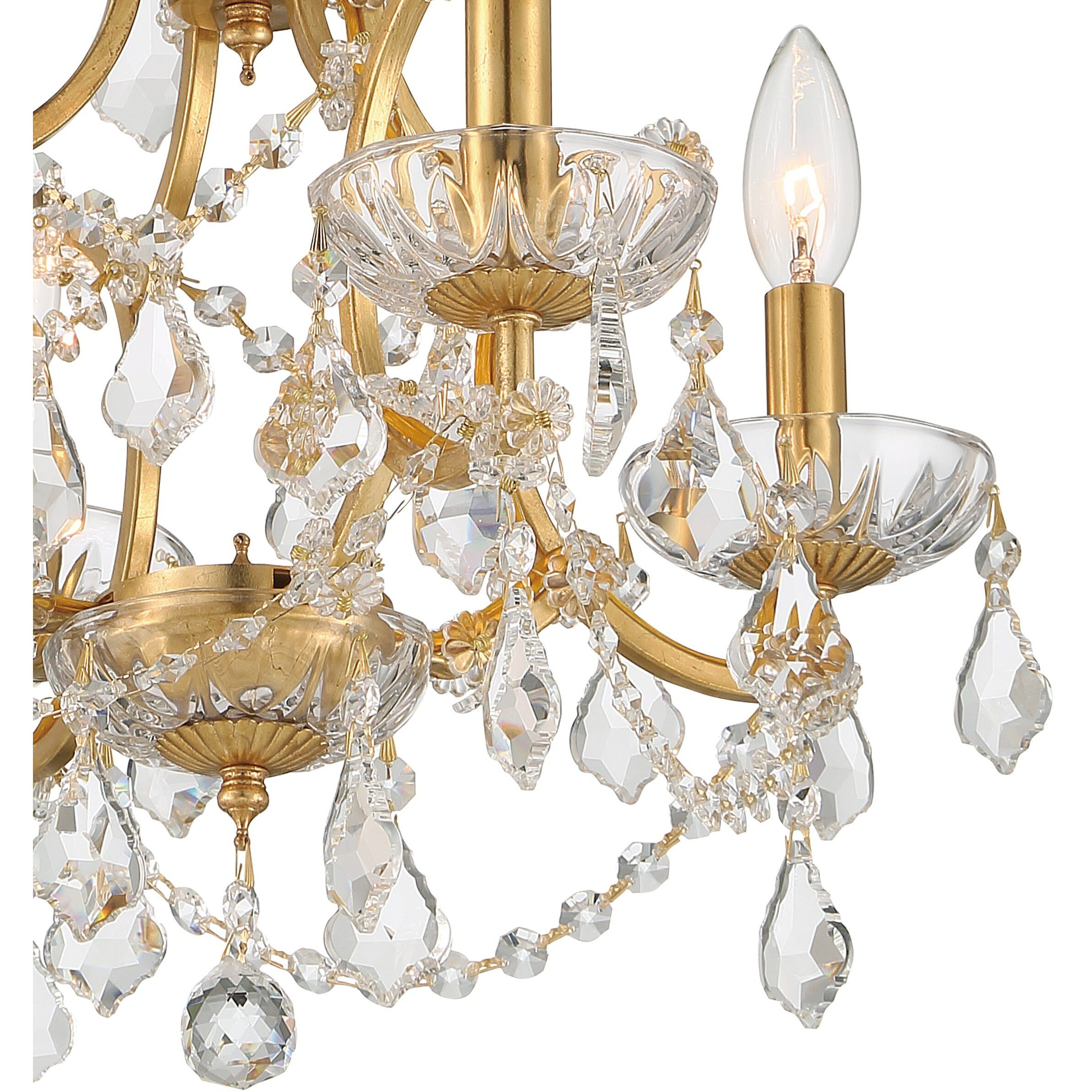 Filmore 4 Light 17.5 inch Antique Gold Mini Chandelier Ceiling Light in Clear Swarovski Strass