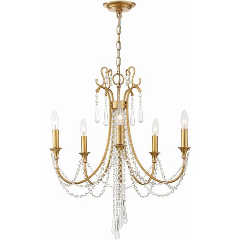 Arcadia 5 Light 23.5 inch Antique Gold Chandelier Ceiling Light in Antique Brass and Black