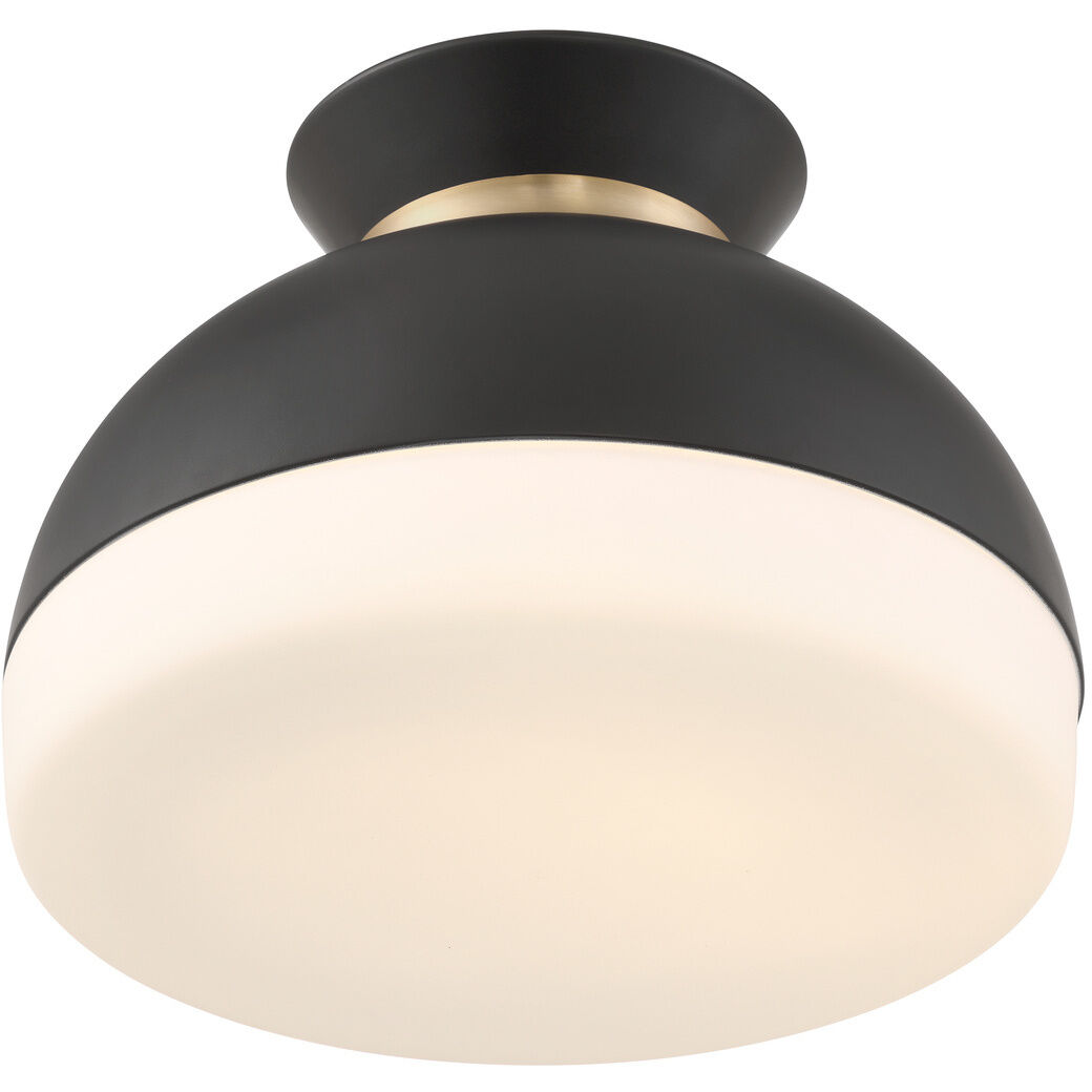 Gidget 2 Light 15 inch Matte Black and Vibrant Gold Flush Ceiling Light