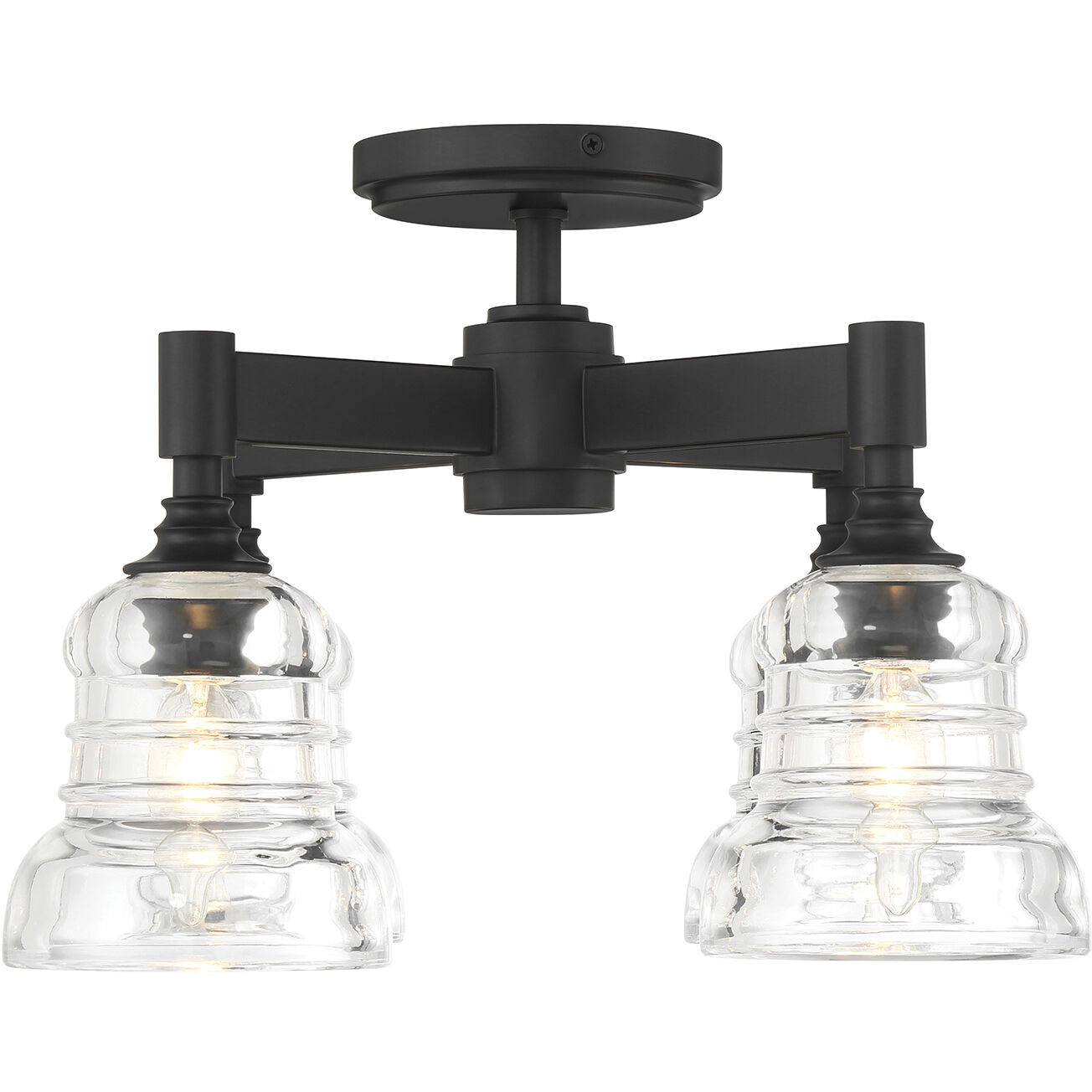 Gregory 4 Light 17.25 inch Matte Black Semi Flush Ceiling Light