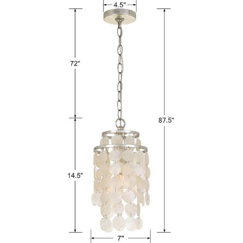 Brielle 1 Light 7 inch Antique Silver Mini Pendant Ceiling Light