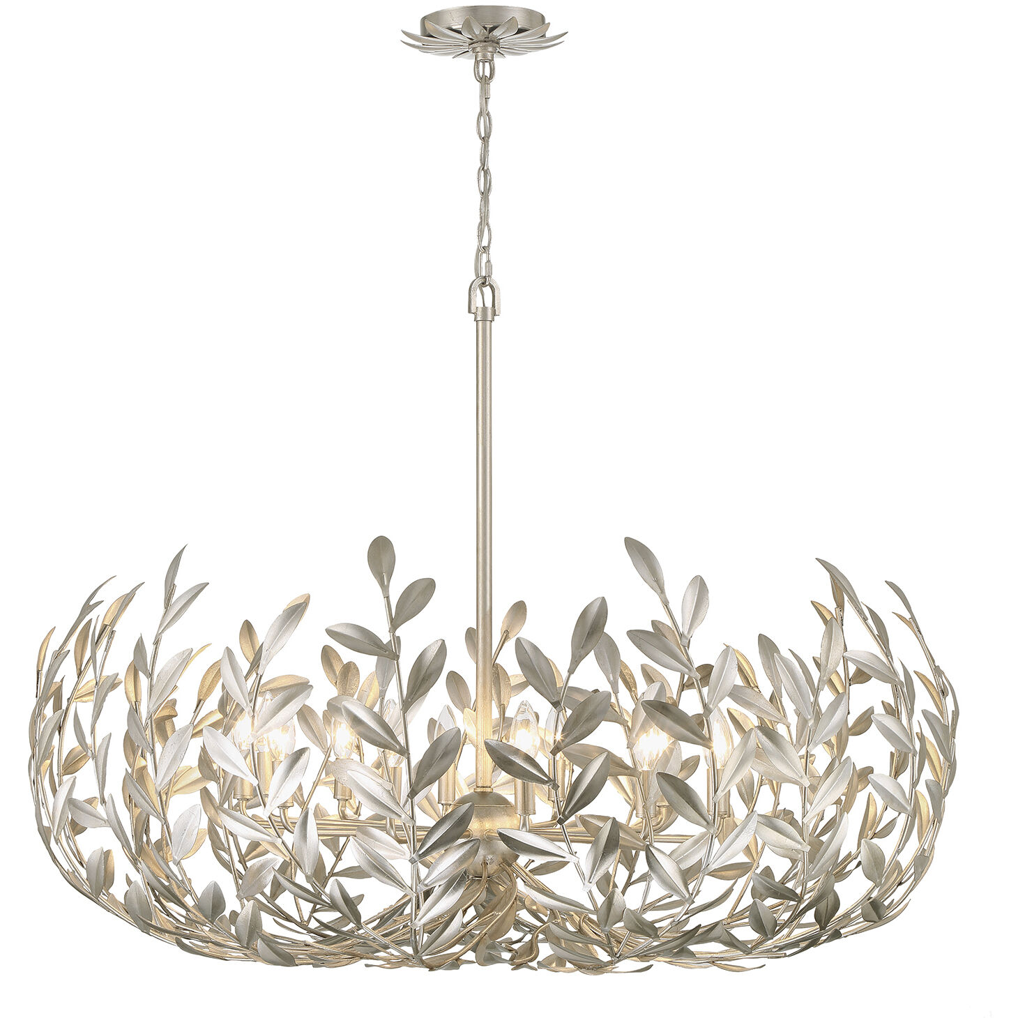 Broche 12 Light 42 inch Antique Silver Chandelier Ceiling Light