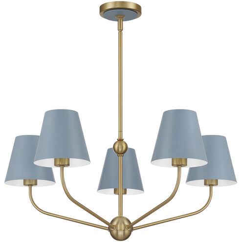Xavier 5 Light 28 inch Vibrant Gold and Blue Chandelier Ceiling Light
