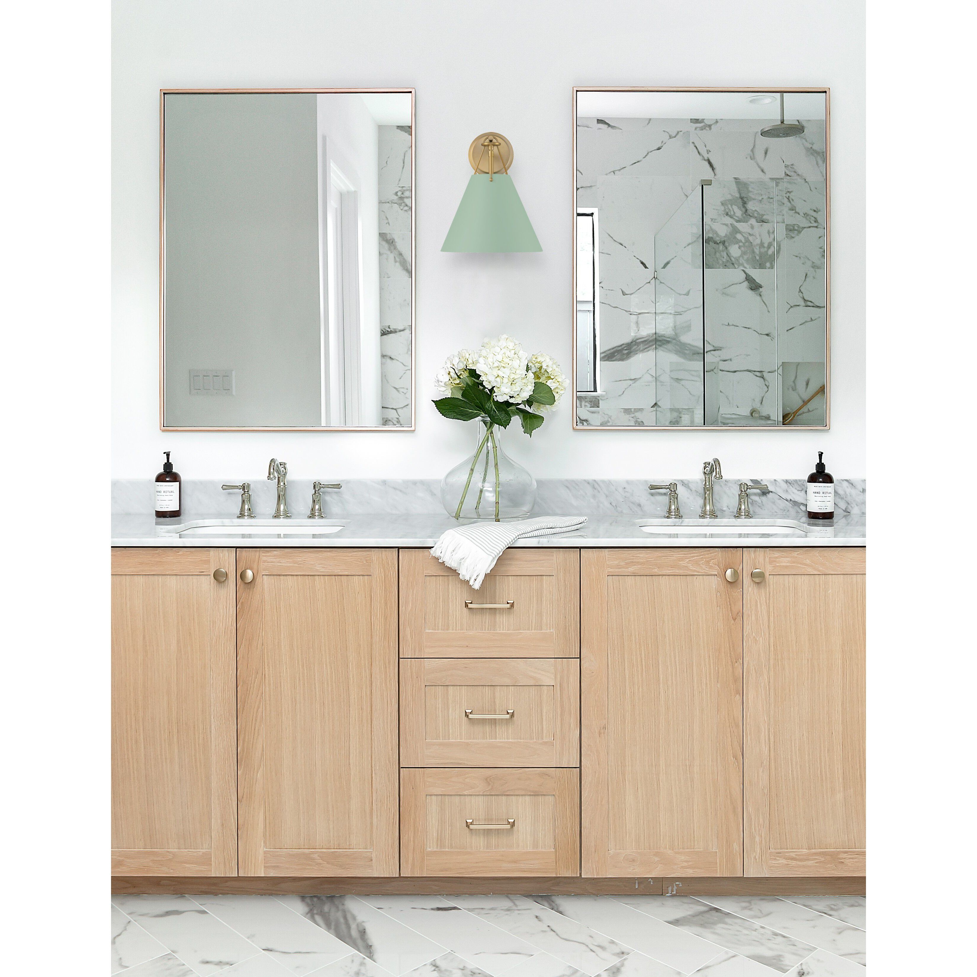 Xavier Bath Sconce Wall Light in Vibrant Gold and Green