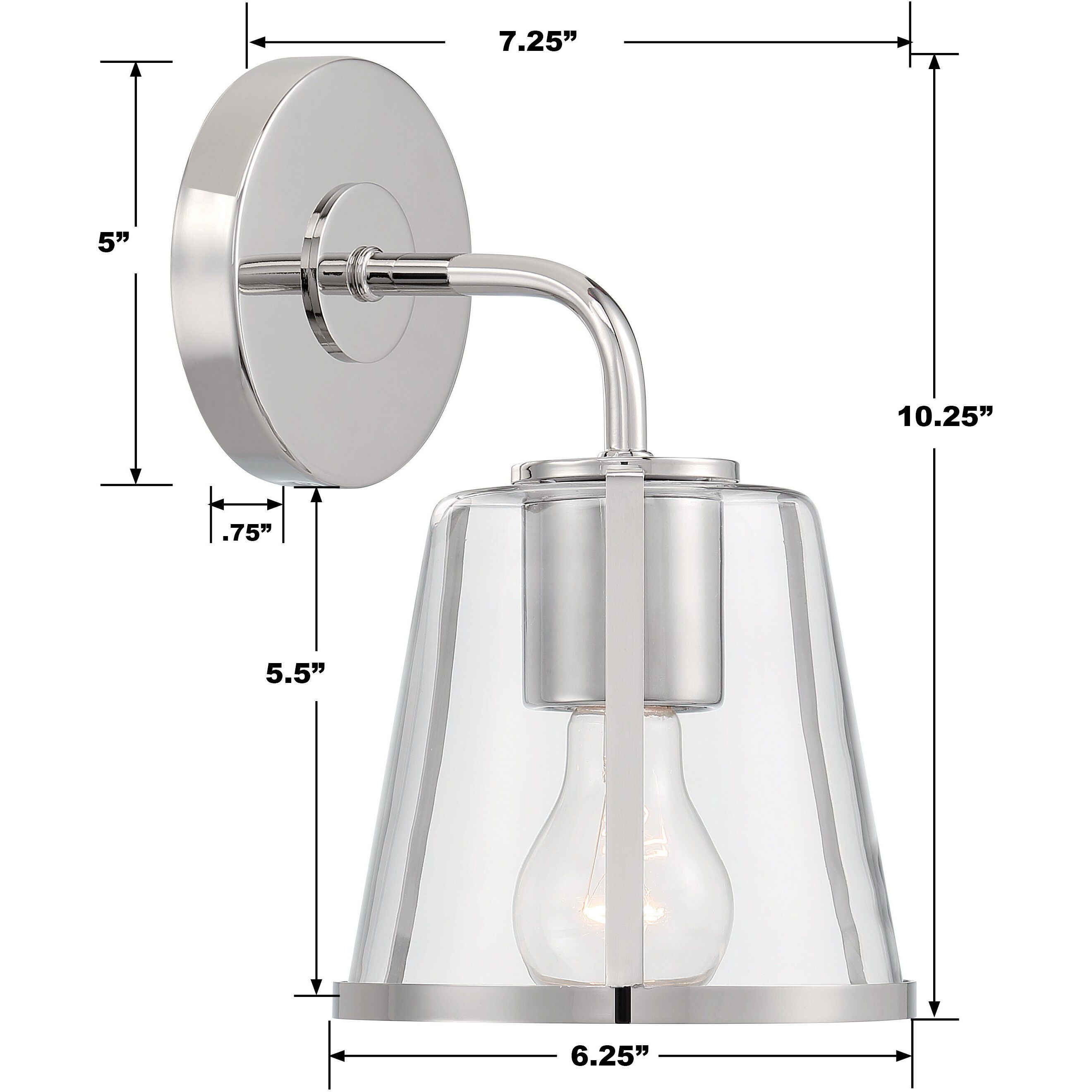 Fulton 1 Light 7.25 inch Polished Nickel Bathroom Vanity Light Wall Light in Clear