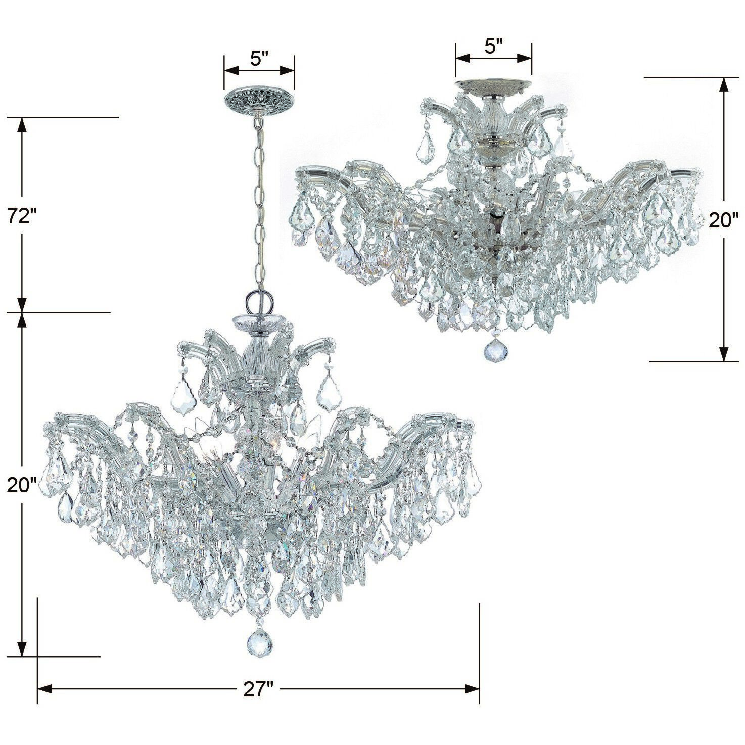 Maria Theresa 6 Light 29 inch Polished Chrome Semi Flush Ceiling Light in Clear Spectra