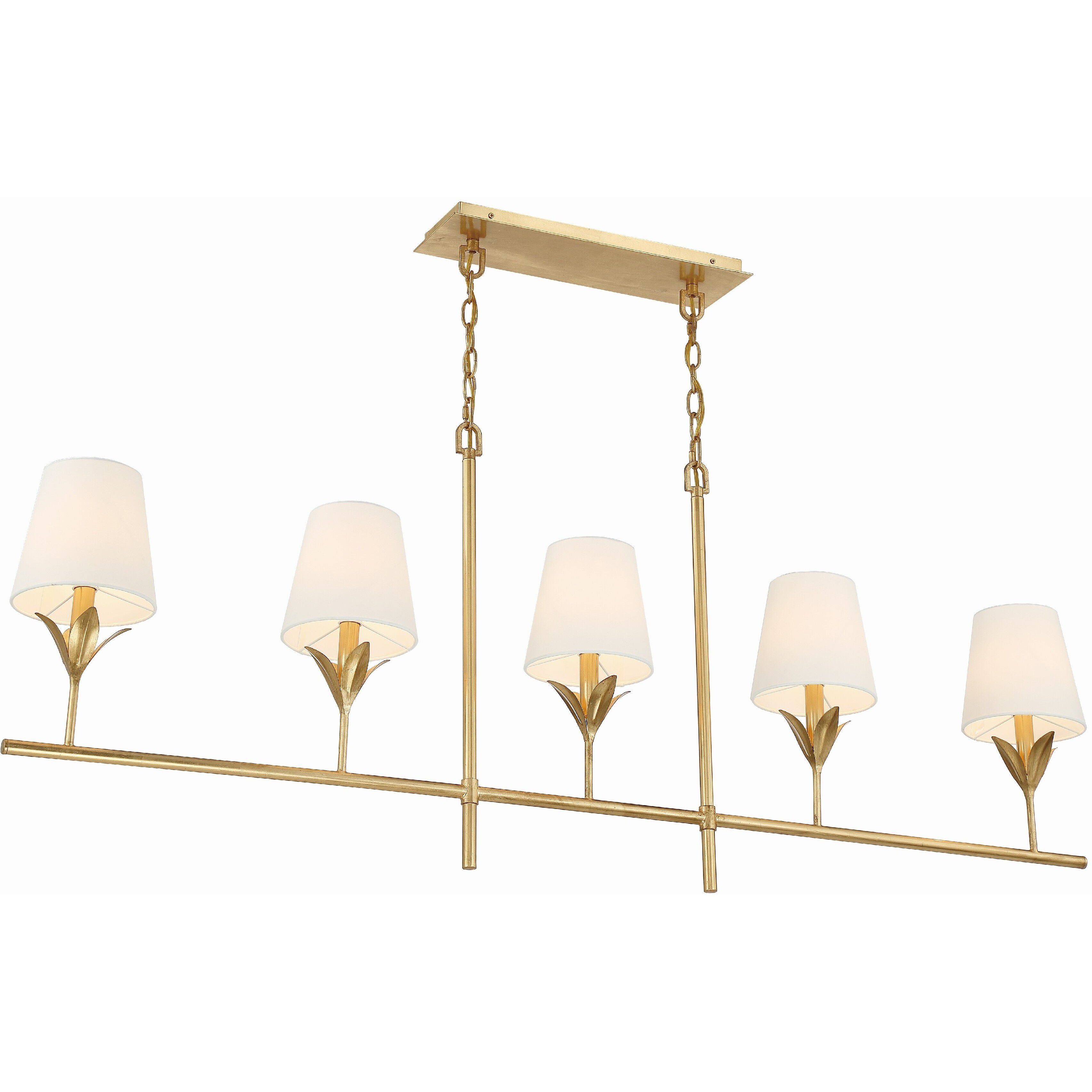 Broche 5 Light 53.5 inch Antique Gold Linear Chandelier Ceiling Light