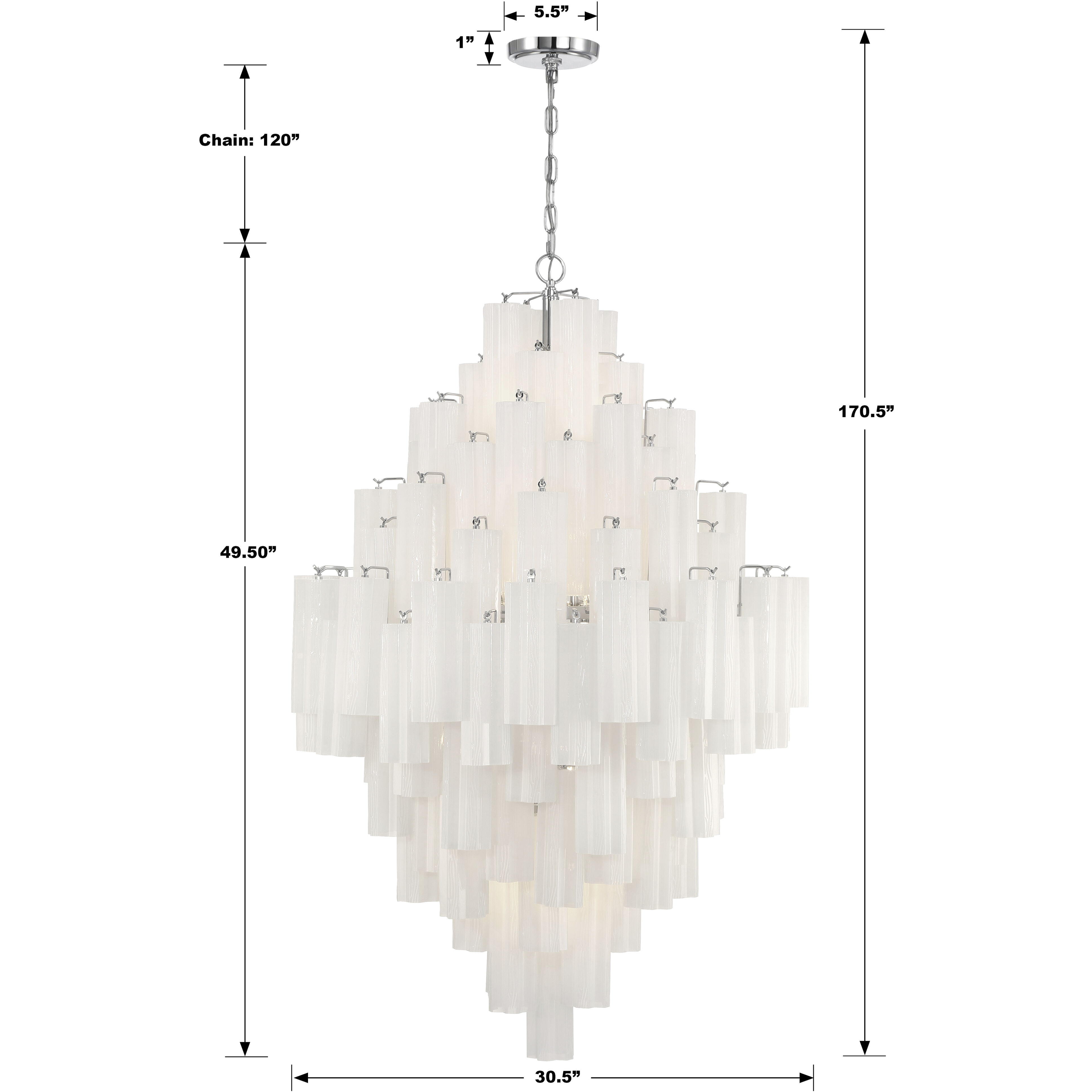 Addis 20 Light 31.5 inch Polished Chrome Chandelier Ceiling Light in White