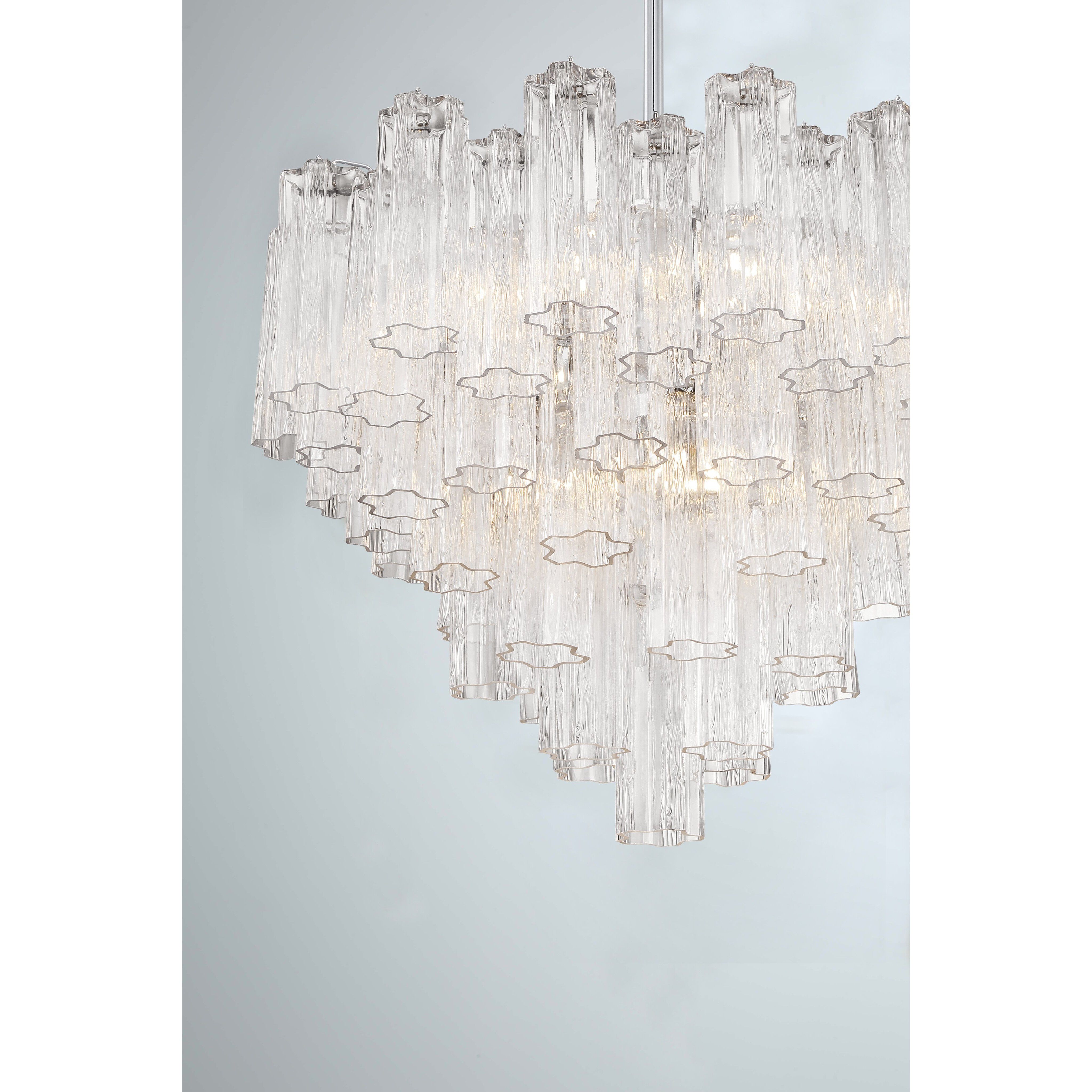 Addis 12 Light 26.75 inch Polished Chrome Chandelier Ceiling Light in Tronchi Glass Clear