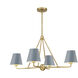 Xavier 4 Light 31.75 inch Vibrant Gold Chandelier Ceiling Light in Vibrant Gold and Blue