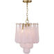 Ollie 4 Light 14.25 inch Aged Brass Chandelier Ceiling Light in Sand Glass Blush