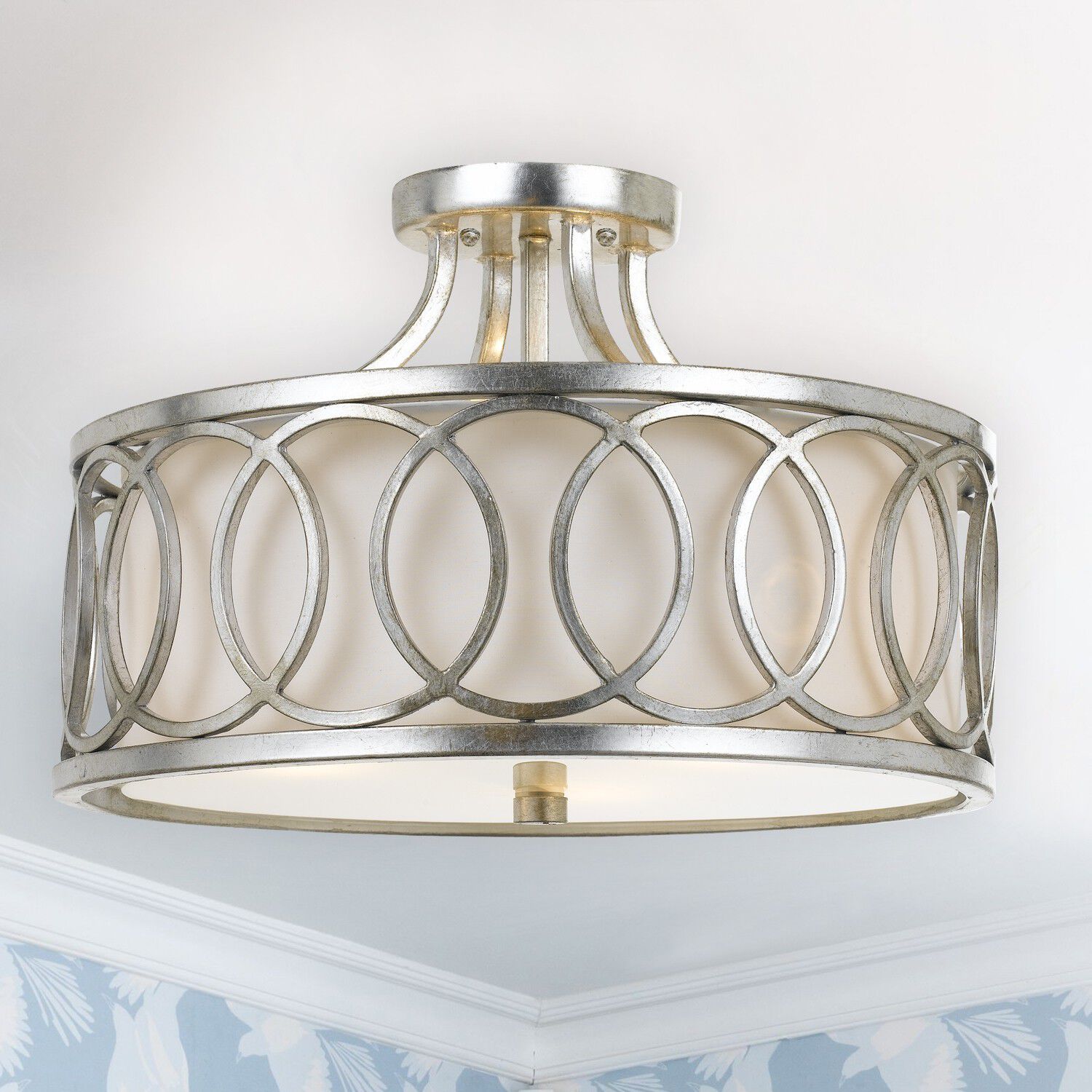 Graham 3 Light 15 inch Antique Silver Semi Flush Ceiling Light