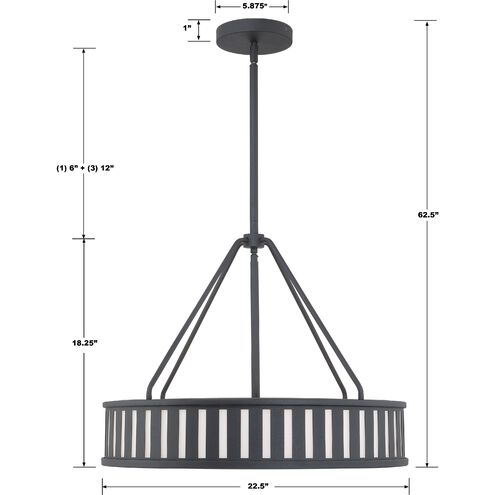 Kendal 4 Light 22.5 inch Black Forged Chandelier Ceiling Light