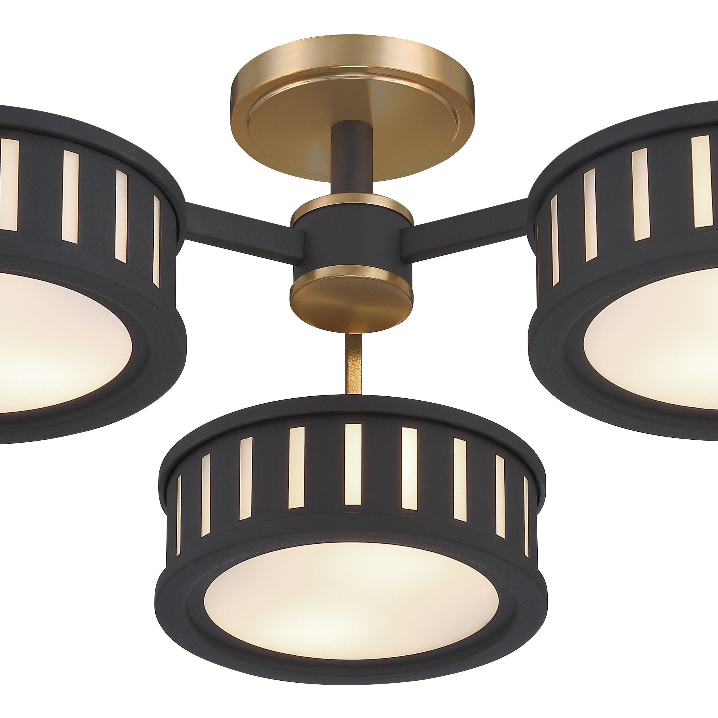 Kendal 6 Light 29.25 inch Vibrant Gold and Black Forged Semi Flush Ceiling Light