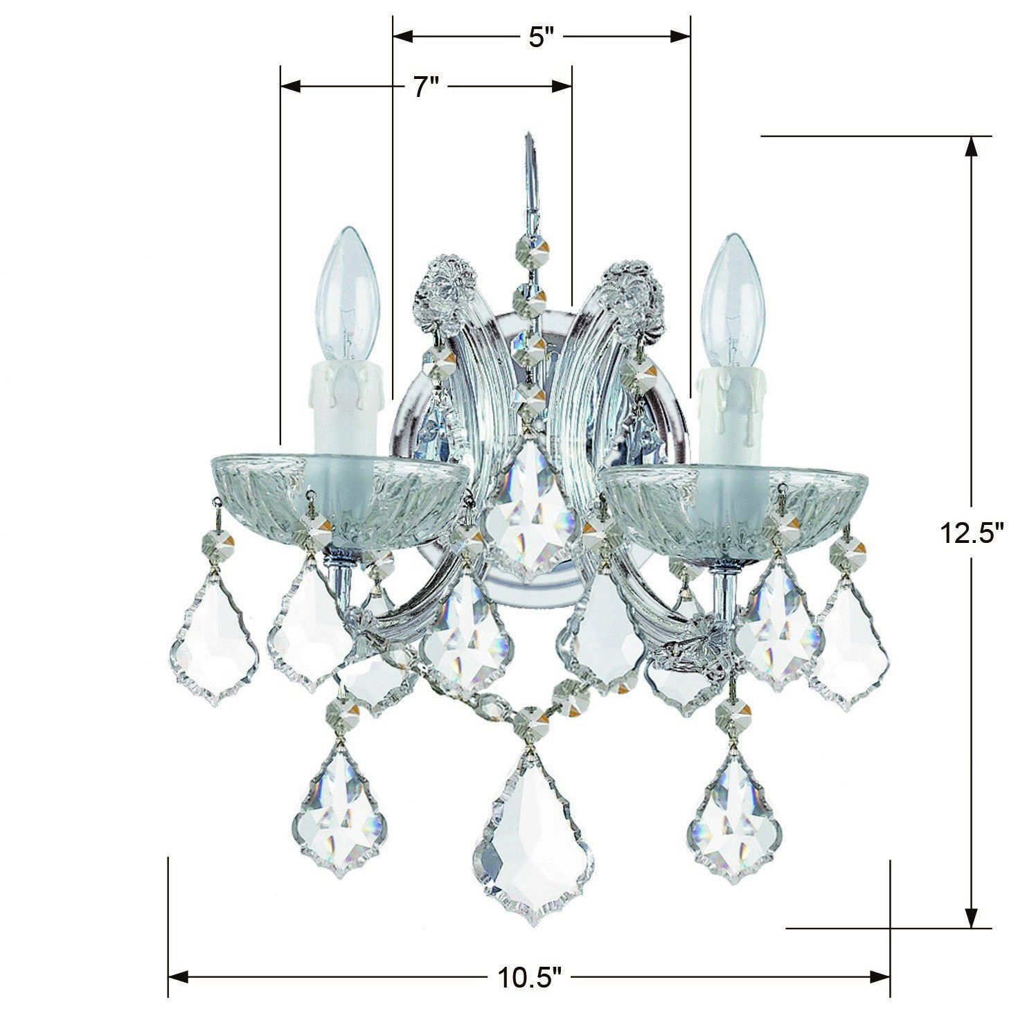 Maria Theresa Sconce Wall Light in Clear Hand Cut, Polished Chrome