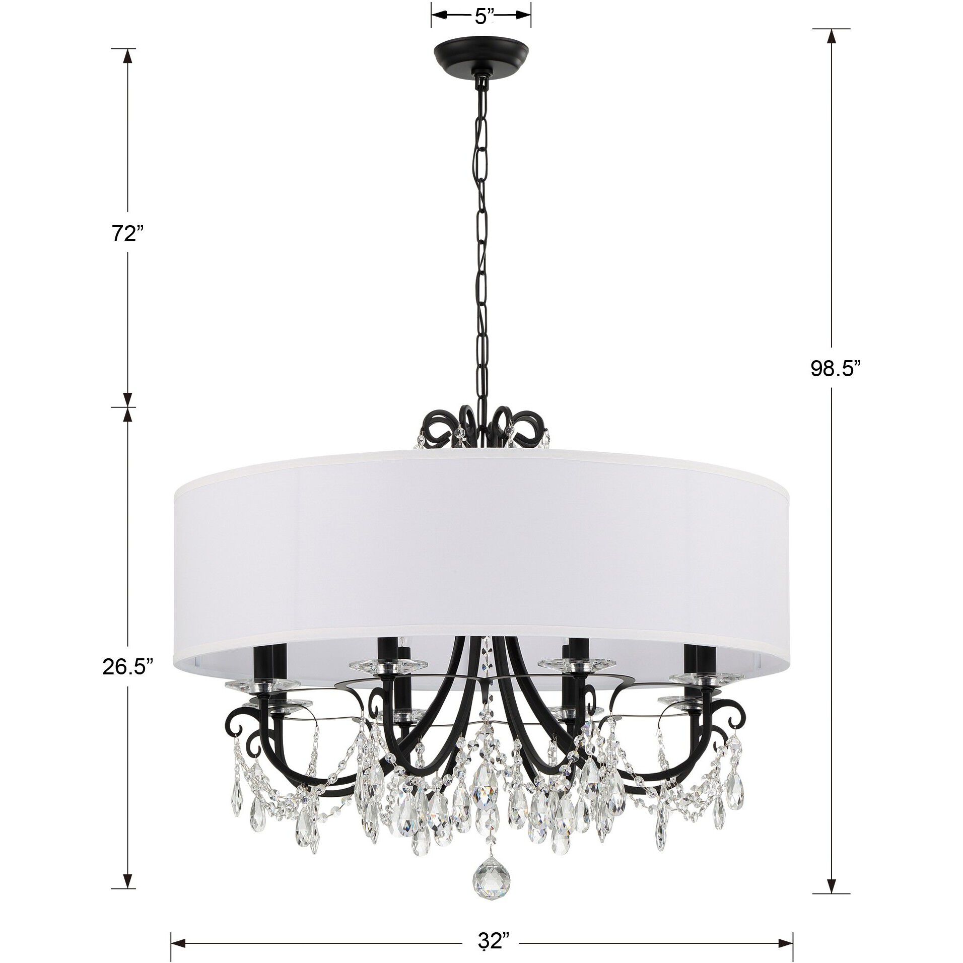 Othello 8 Light 32 inch Matte Black Chandelier Ceiling Light