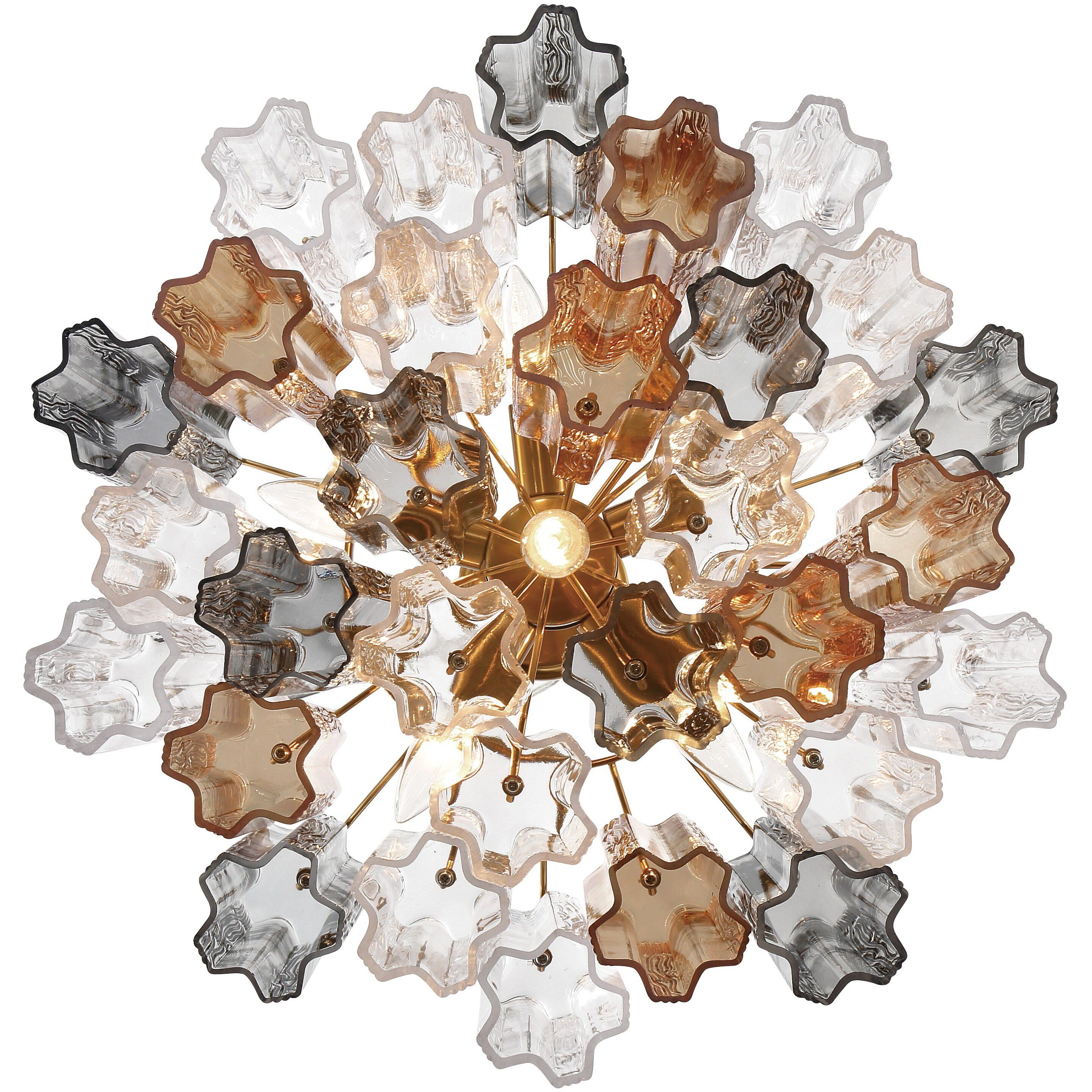 Addis 6 Light 19.75 inch Aged Brass Chandelier Ceiling Light in Tronchi Glass Autumn