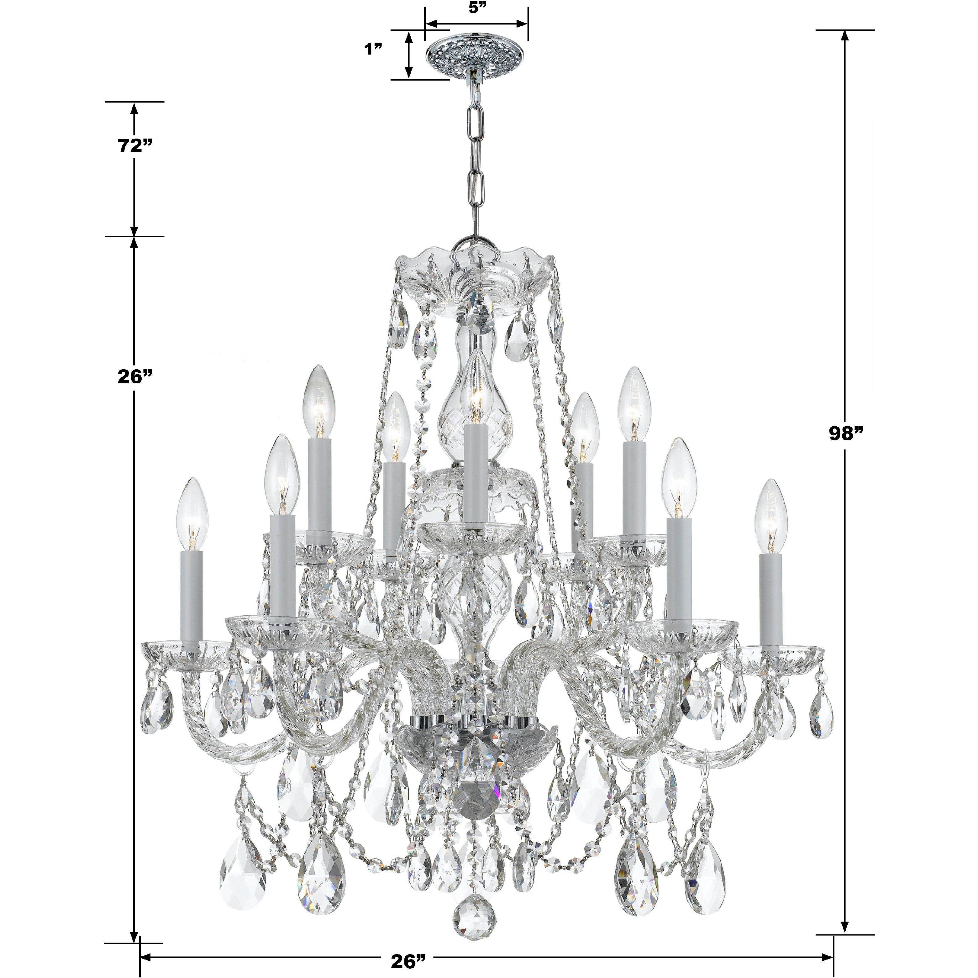 Traditional Crystal 10 Light 26 inch Polished Chrome Chandelier Ceiling Light in Clear Swarovski Strass