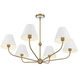 Xavier 6 Light 40 inch Vibrant Gold Chandelier Ceiling Light in Vibrant Gold and White