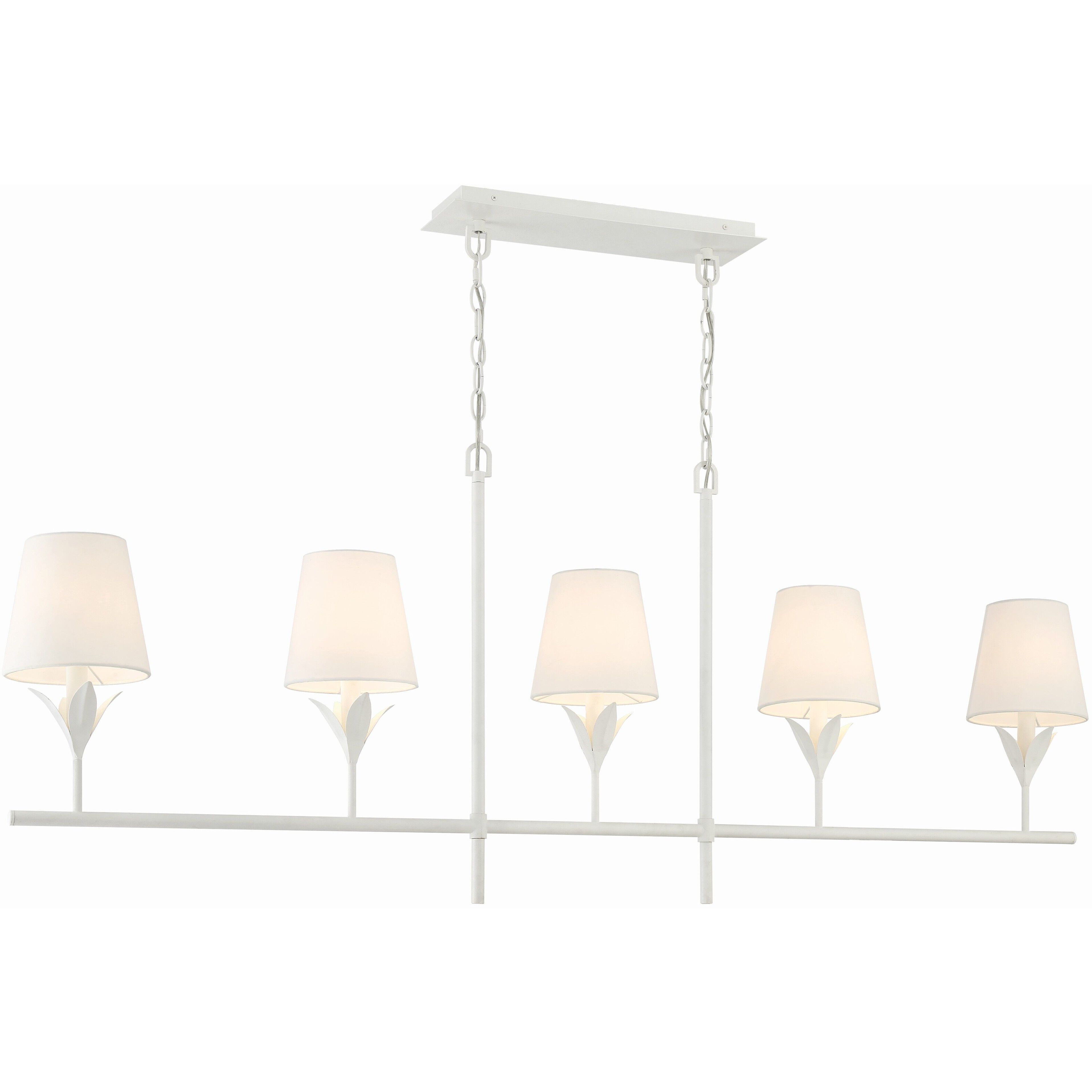 Broche 5 Light 53.5 inch Matte White Linear Chandelier Ceiling Light