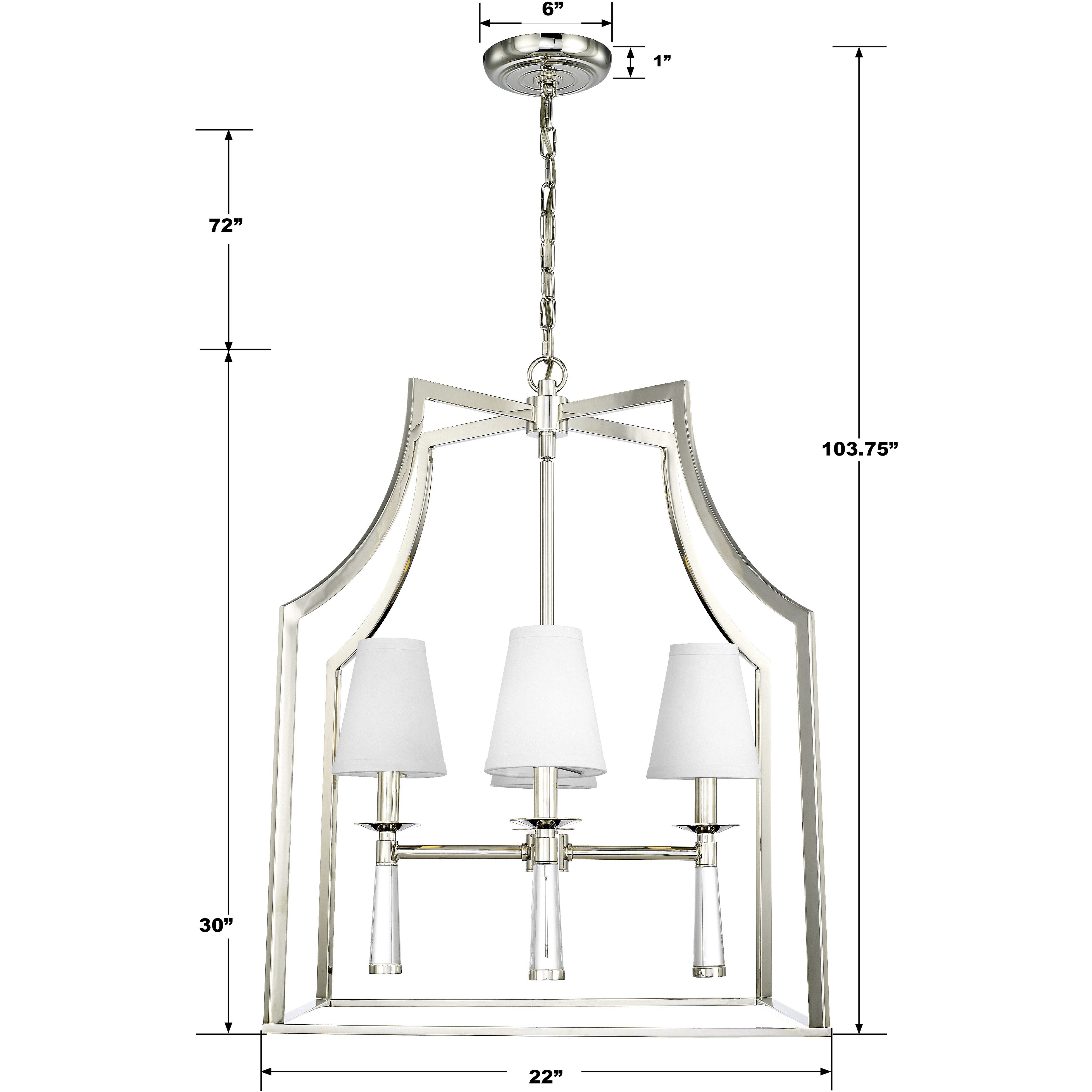 Baxter 4 Light 22 inch Polished Nickel Chandelier Ceiling Light