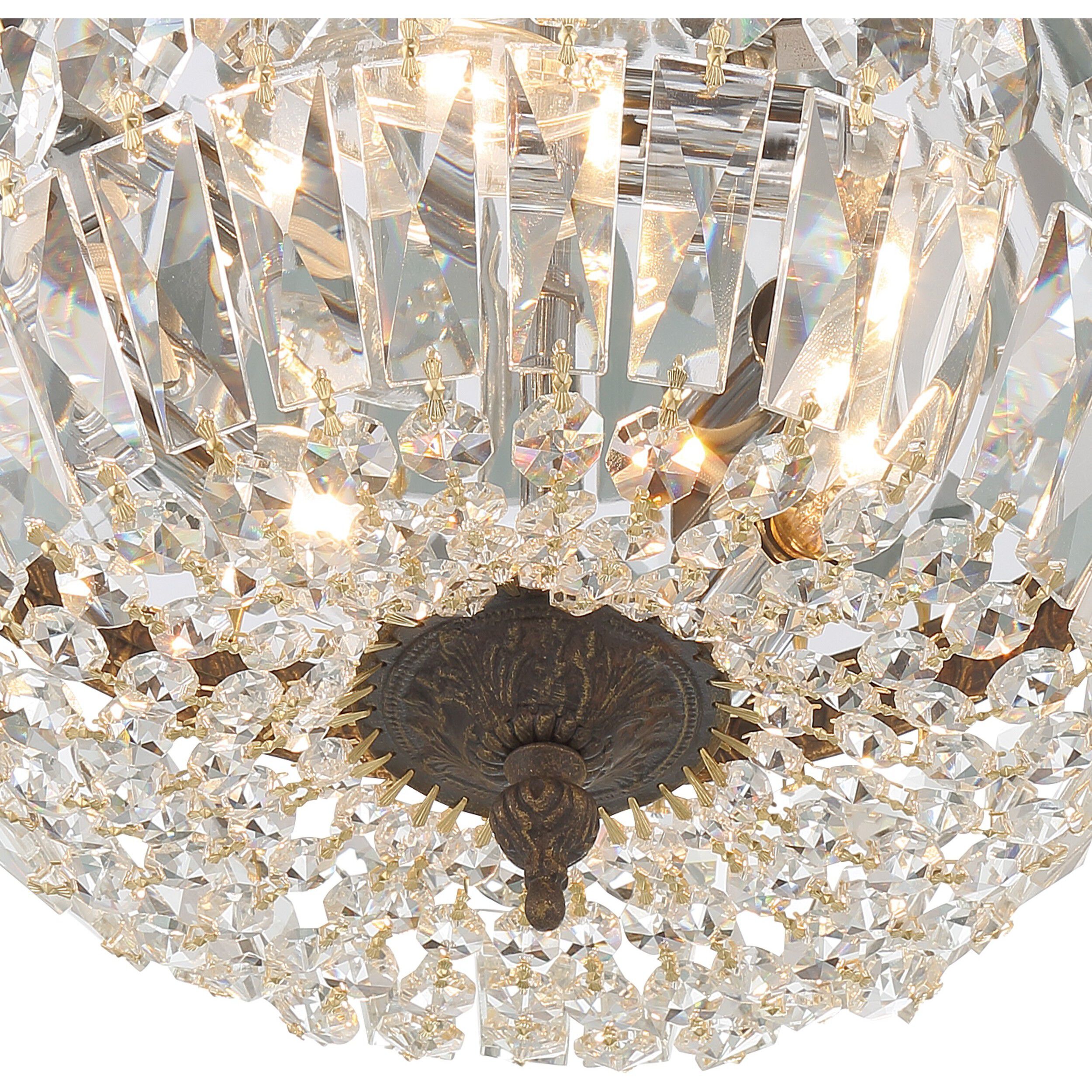 Waltham 3 Light 12 inch English Bronze Flush Ceiling Light in Clear Spectra