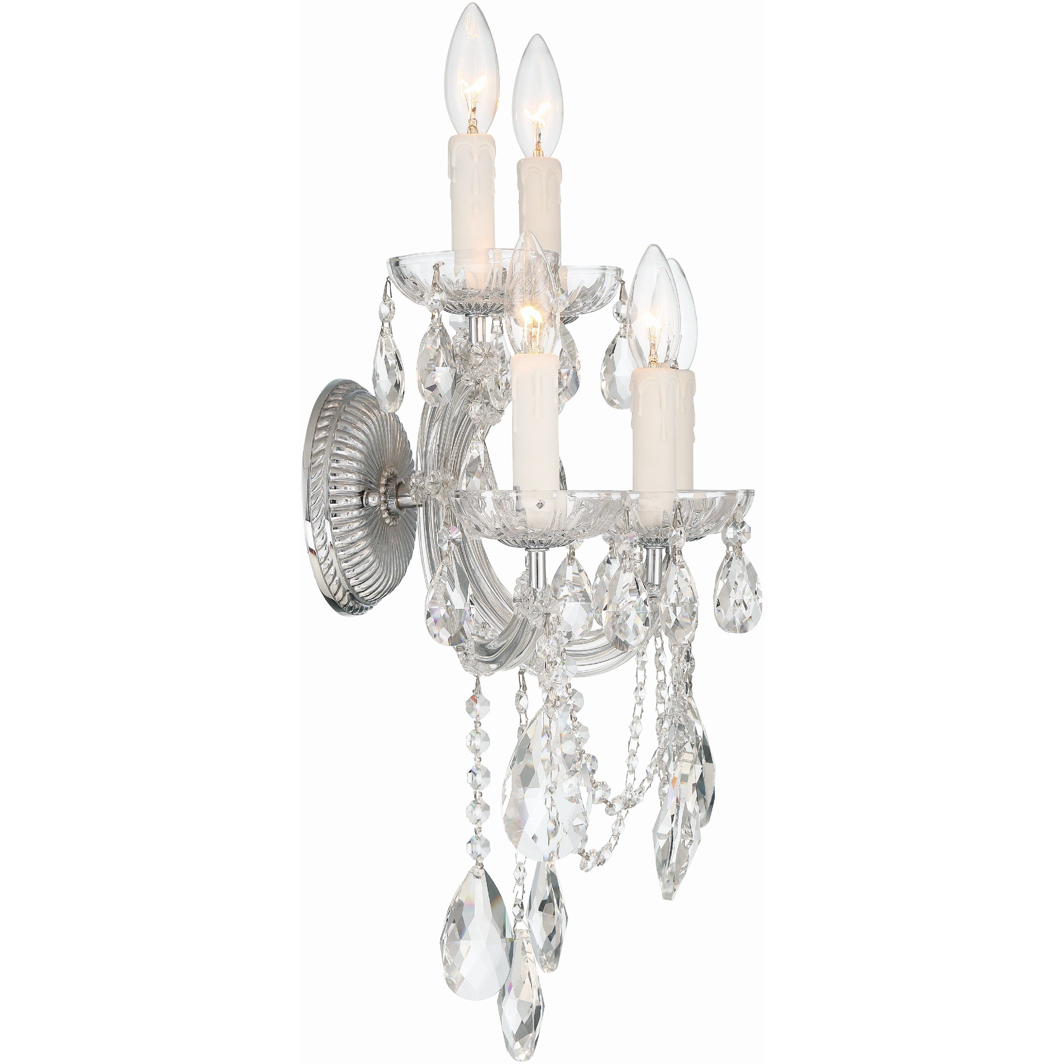 Maria Theresa Sconce Wall Light in Clear Swarovski Strass, Polished Chrome