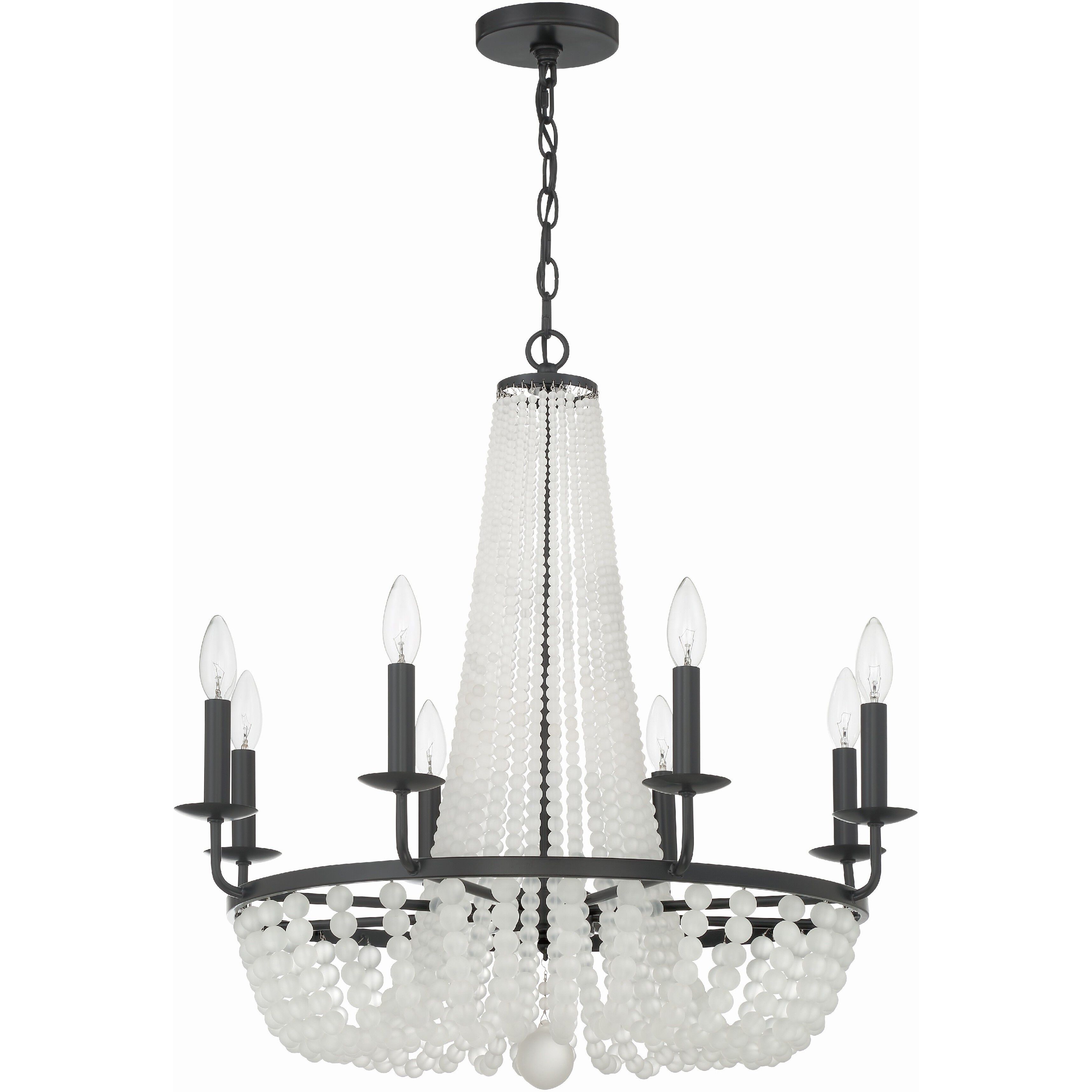 Bella 8 Light 26 inch Matte Black Chandelier Ceiling Light