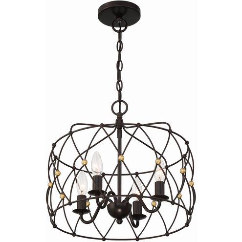 Zucca 4 Light 16.5 inch English Bronze and Antique Gold Pendant Ceiling Light