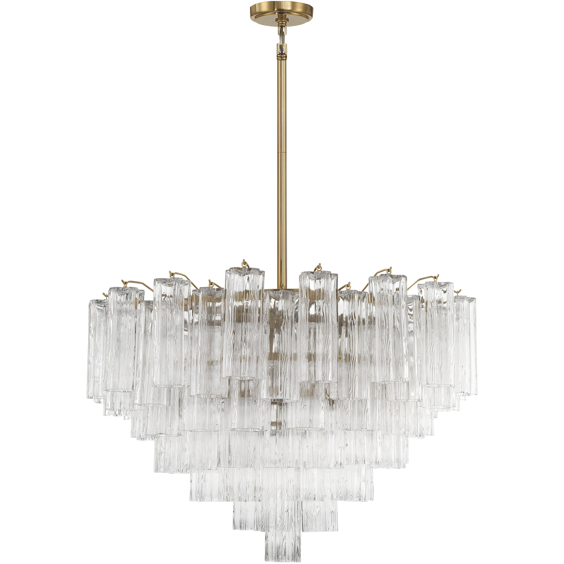 Addis 16 Light 32 inch Aged Brass Chandelier Ceiling Light in Tronchi Glass Clear