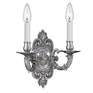 Cast Brass Wall Mount 2 Light 10 inch Pewter Wall Sconce Wall Light in Pewter (PW)