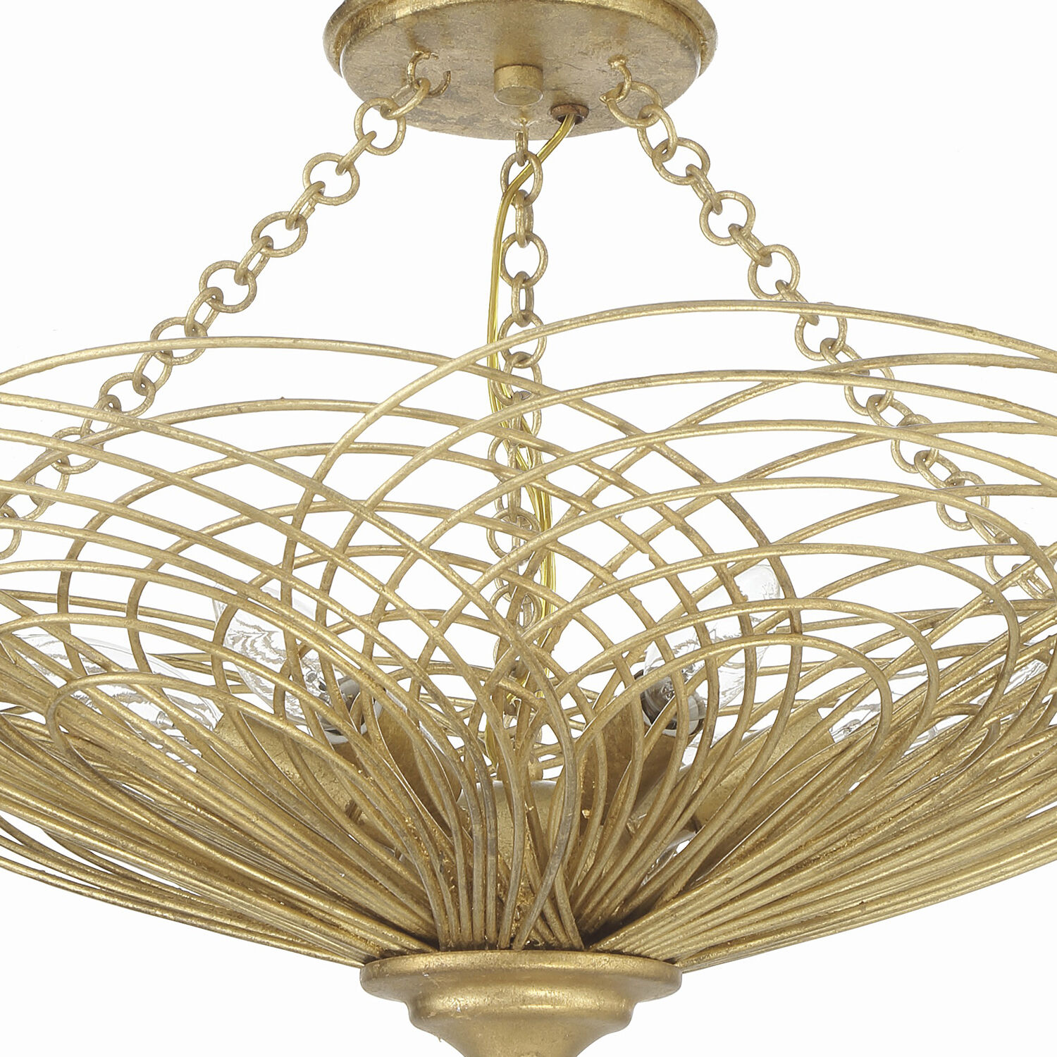 Doral 6 Light 24 inch Renaissance Gold Semi Flush Ceiling Light