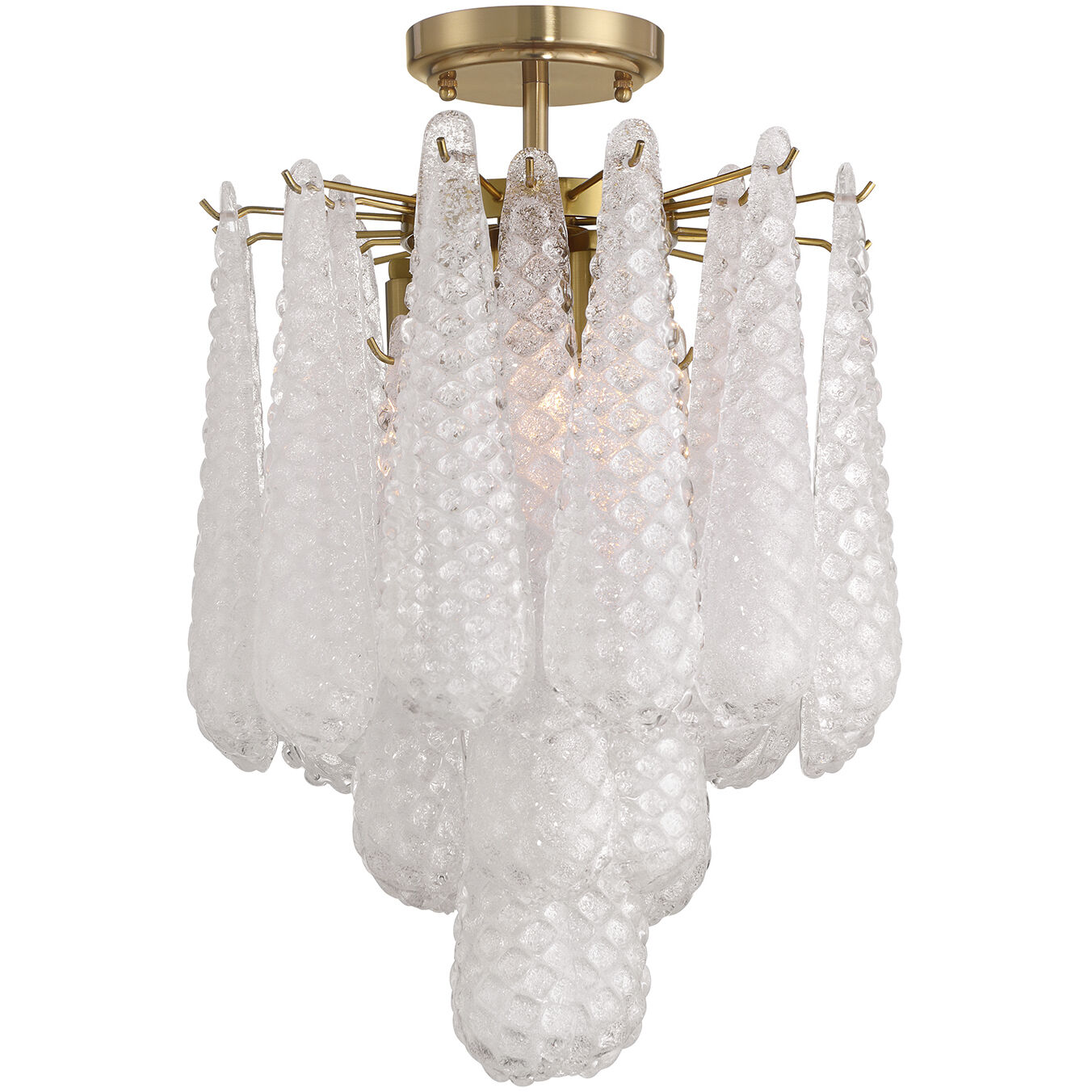 Ollie 4 Light 14.25 inch Aged Brass Semi Flush Ceiling Light in Sand Glass Clear