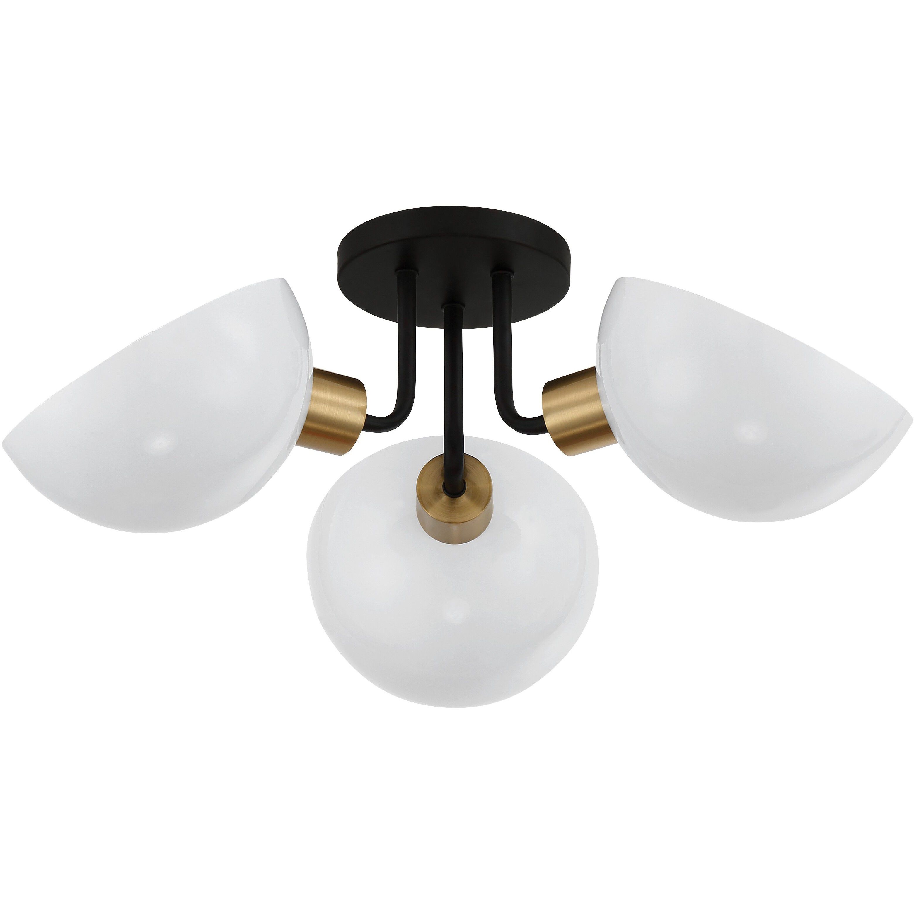 Gigi 3 Light 22.75 inch Black/Aged Brass Semi Flush Ceiling Light