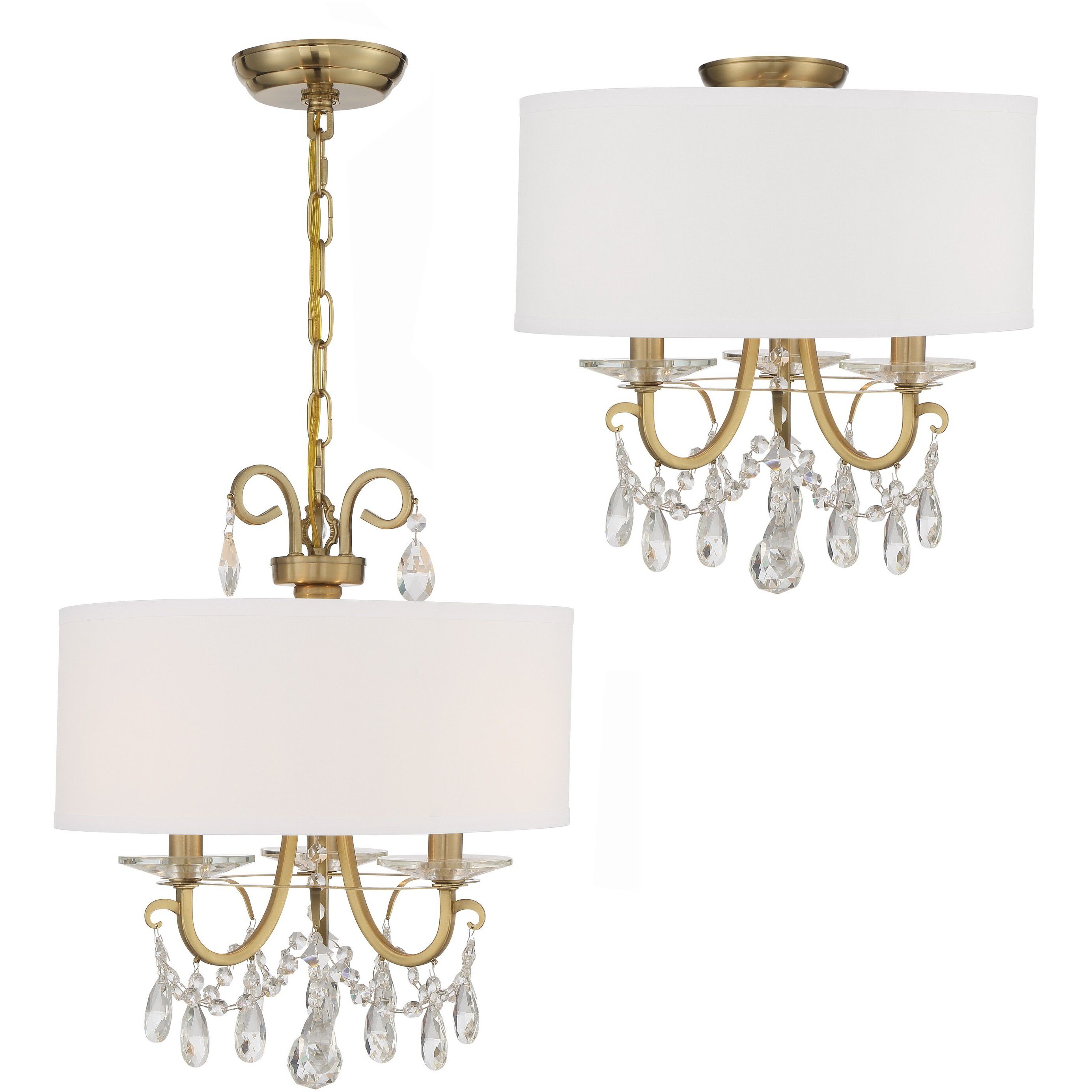 Othello 3 Light 14 inch Vibrant Gold Mini Chandelier Ceiling Light in Clear Swarovski Strass