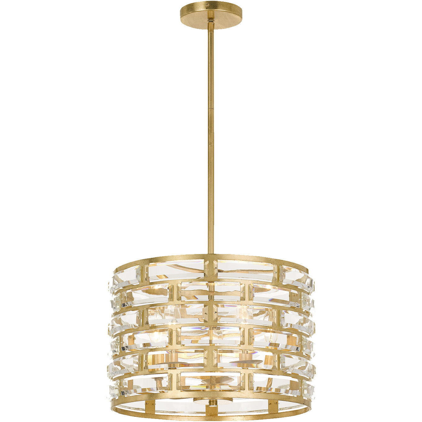 Meridian 5 Light 15 inch Antique Gold Semi Flush Ceiling Light