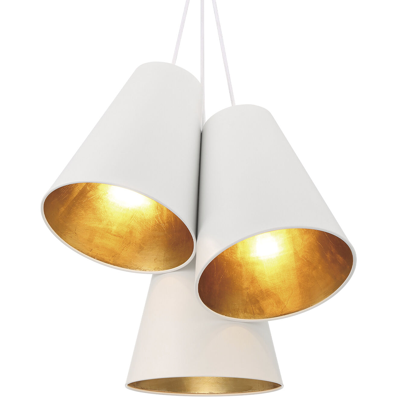 Alston 3 Light 20 inch Matte White/Antique Gold Pendant Ceiling Light in Matte White and Antique Gold