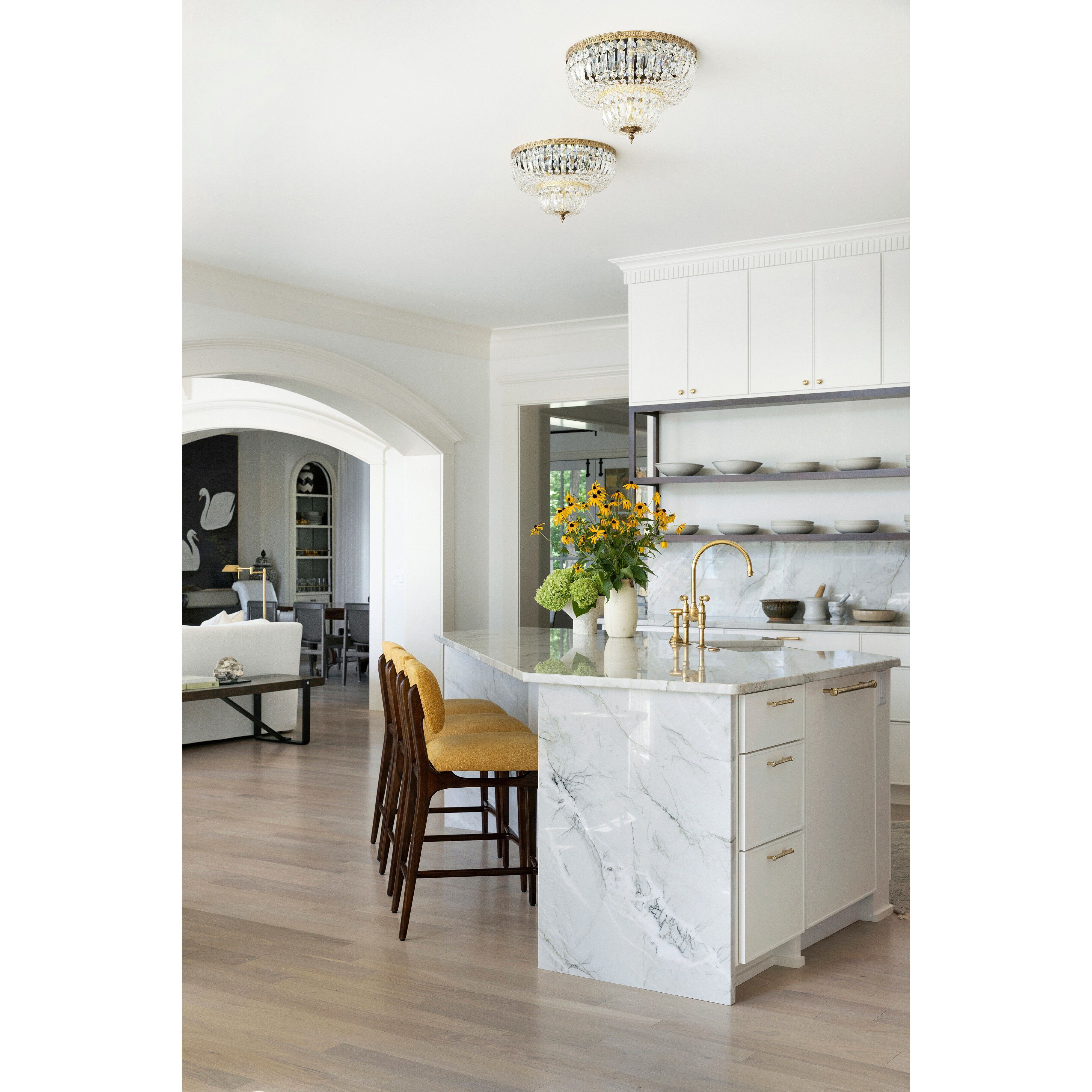 Westbury 4 Light 18 inch Olde Brass Flush Ceiling Light in Clear Hand Cut