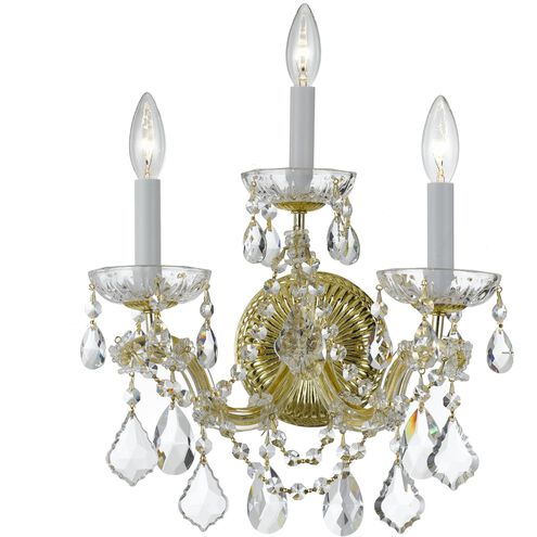 Maria Theresa 3 Light 14 inch Gold Sconce Wall Light in Clear Swarovski Strass