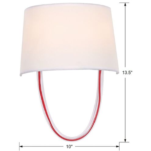 Stella 2 Light 10 inch Polished Chrome and Red Cord Sconce Wall Light