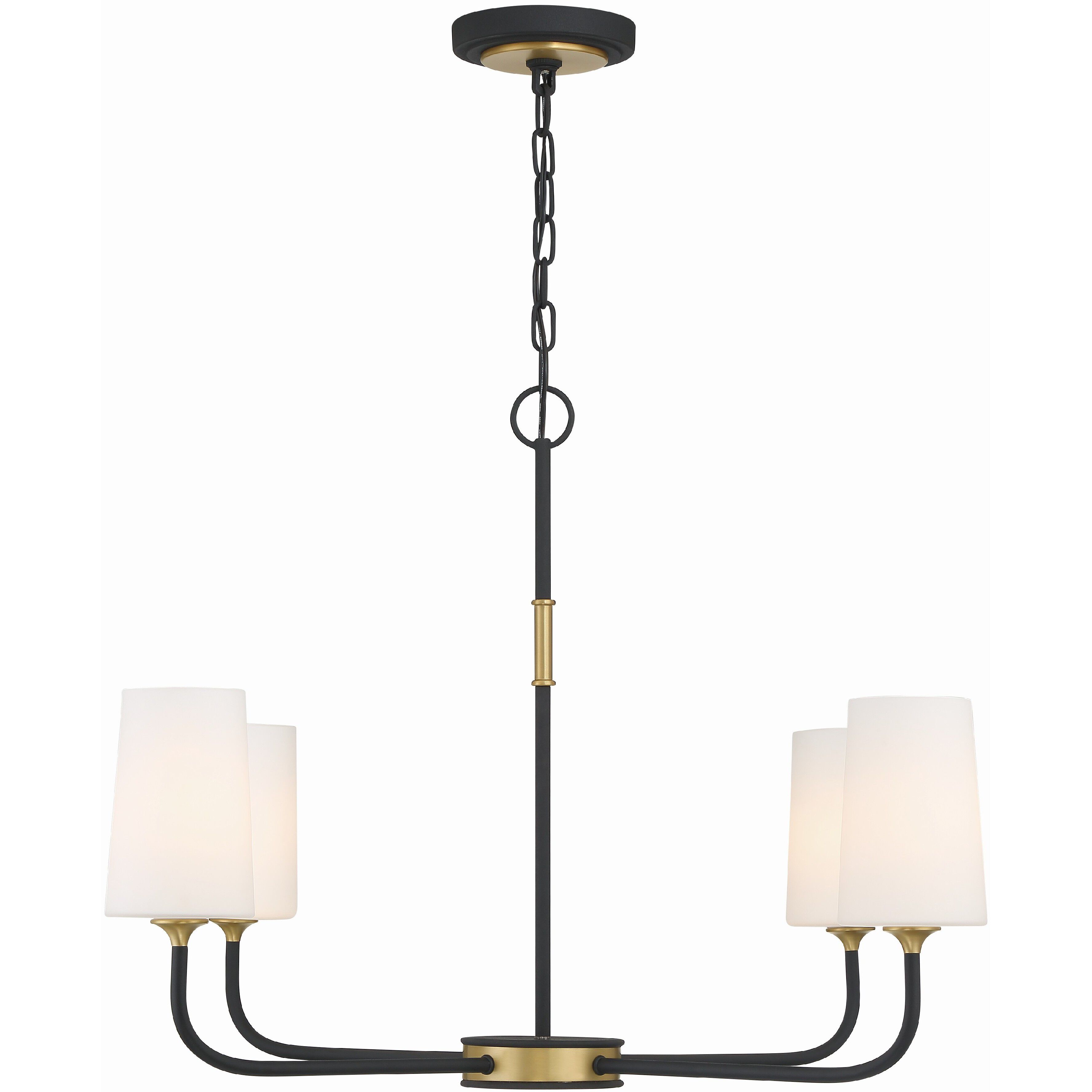 Niles 4 Light 34 inch Black Forged and Modern Gold Chandelier Ceiling Light