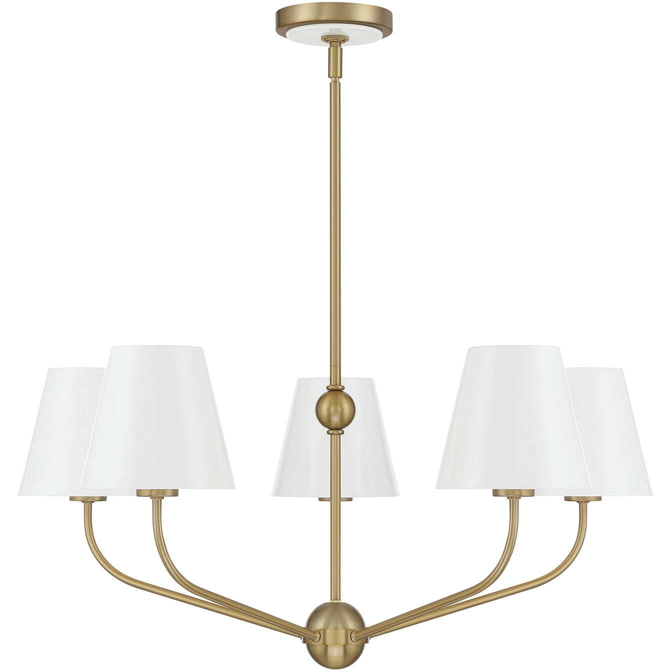 Xavier 5 Light 28 inch Vibrant Gold Chandelier Ceiling Light in Vibrant Gold and White