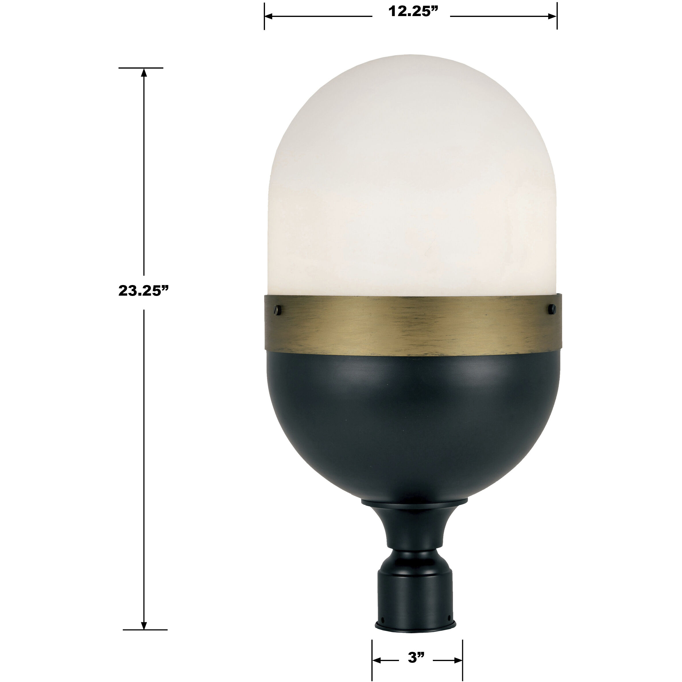 Capsule 3 Light 23.25 inch Matte Black/Textured Gold Outdoor Post, Brian Patrick Flynn