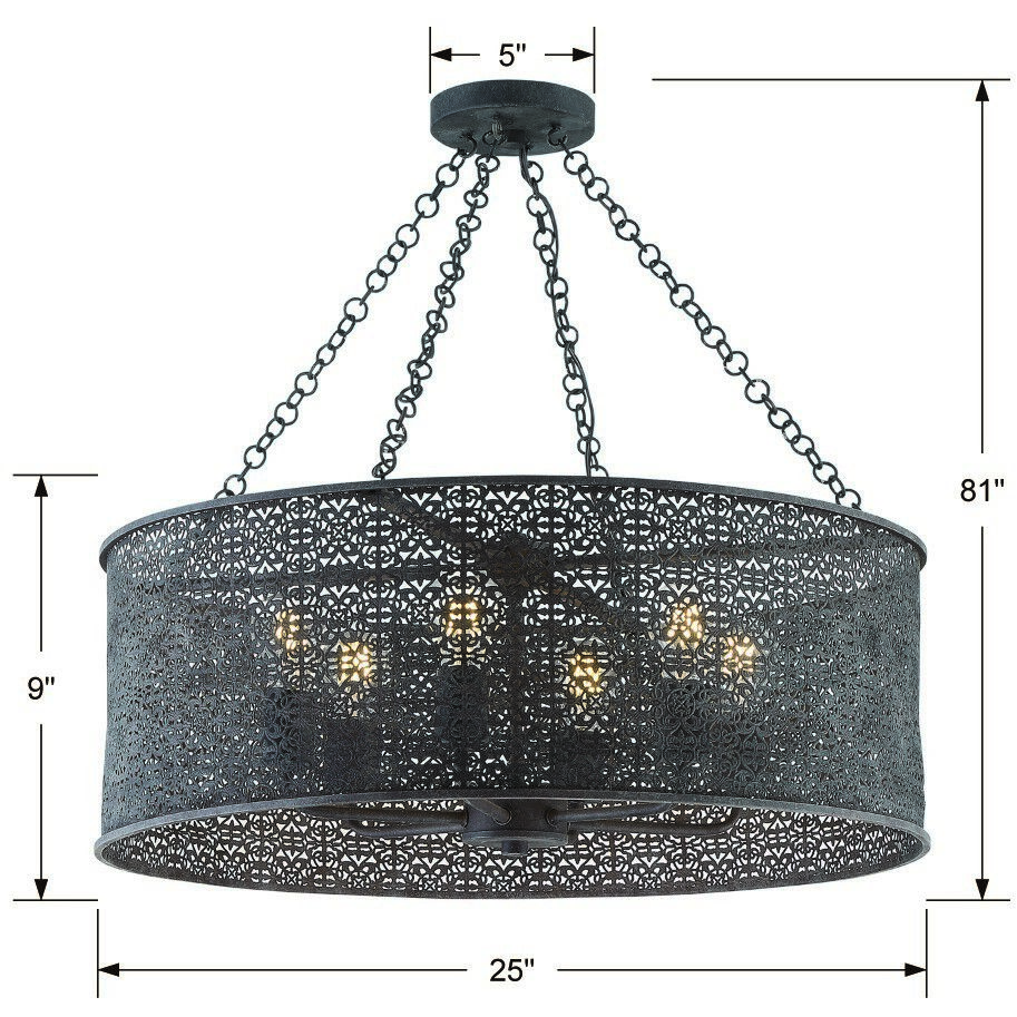 Jasmine 6 Light 25 inch Forged Bronze Chandelier Ceiling Light