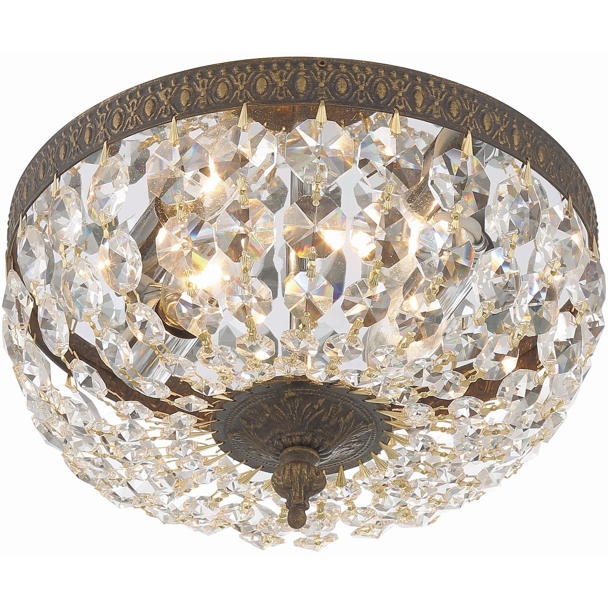 Waltham 2 Light 10 inch English Bronze Flush Ceiling Light in Clear Spectra